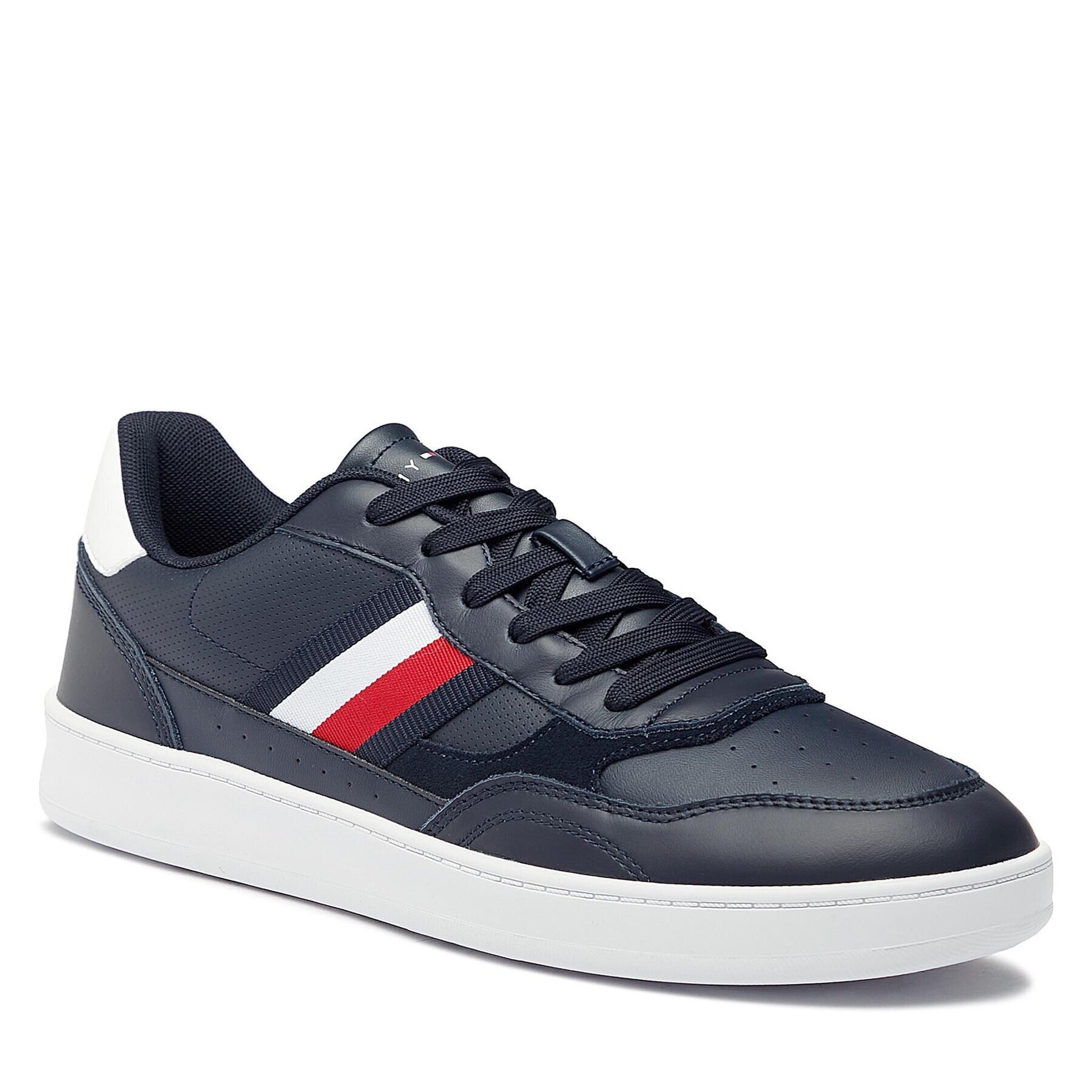 Tommy Hilfiger Сникърси Court Cupsole Retro Lth Stripes FM0FM04828 Син - Pepit.bg