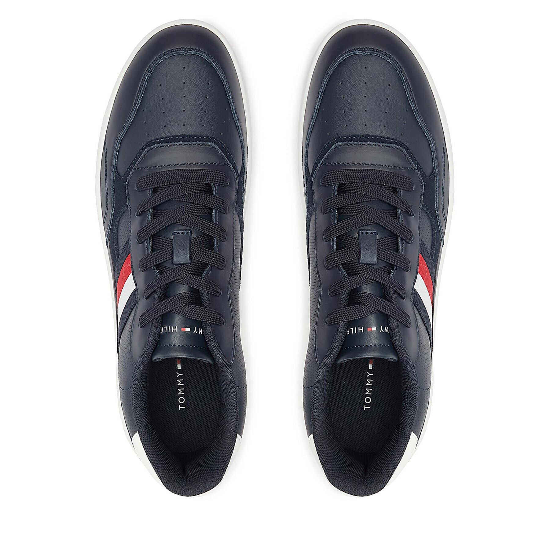 Tommy Hilfiger Сникърси Court Cupsole Retro Lth Stripes FM0FM04828 Син - Pepit.bg