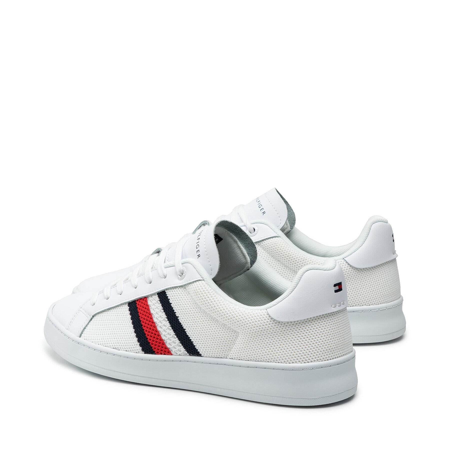 Tommy Hilfiger Сникърси Cupsole Court Stripes Knit Mix FM0FM03606 Бял - Pepit.bg