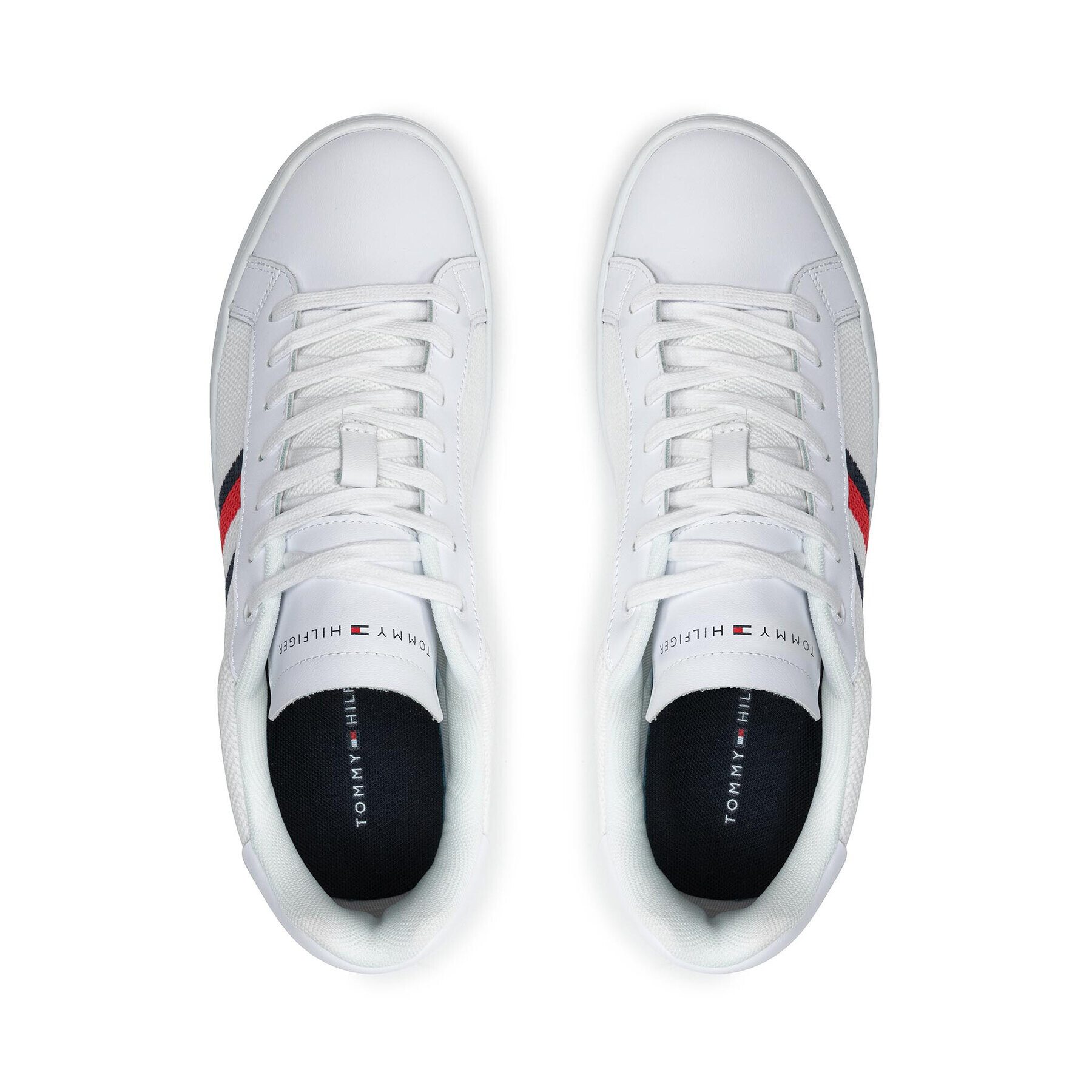 Tommy Hilfiger Сникърси Cupsole Court Stripes Knit Mix FM0FM03606 Бял - Pepit.bg