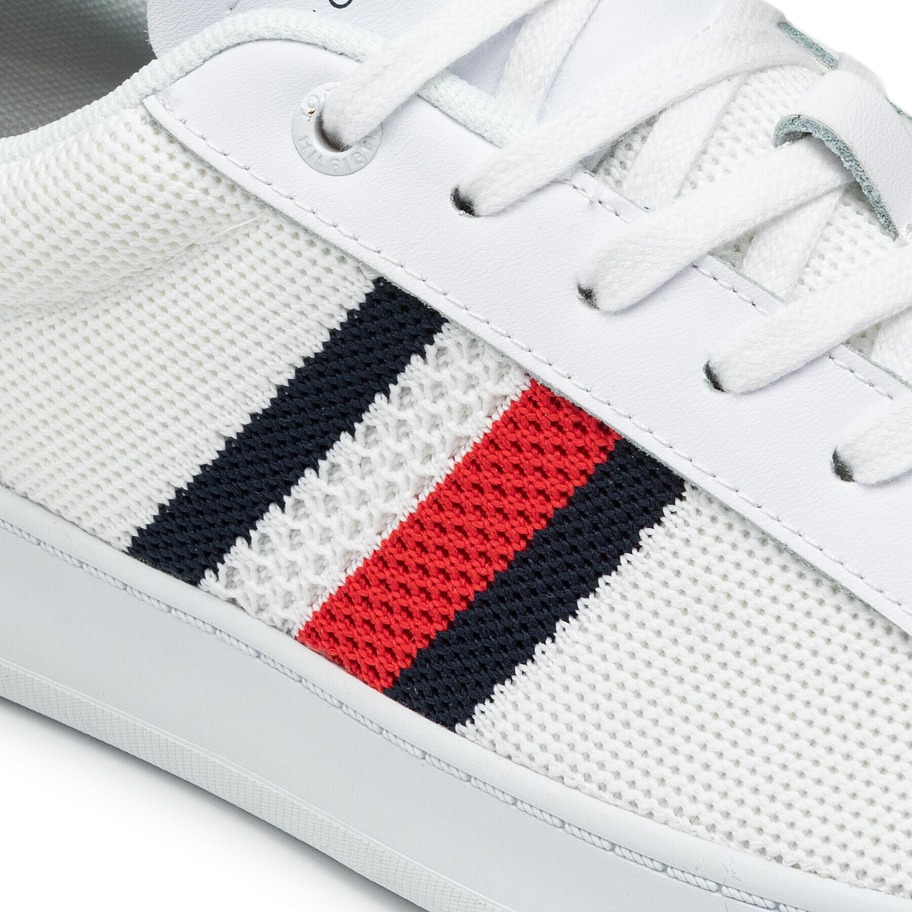 Tommy Hilfiger Сникърси Cupsole Court Stripes Knit Mix FM0FM03606 Бял - Pepit.bg