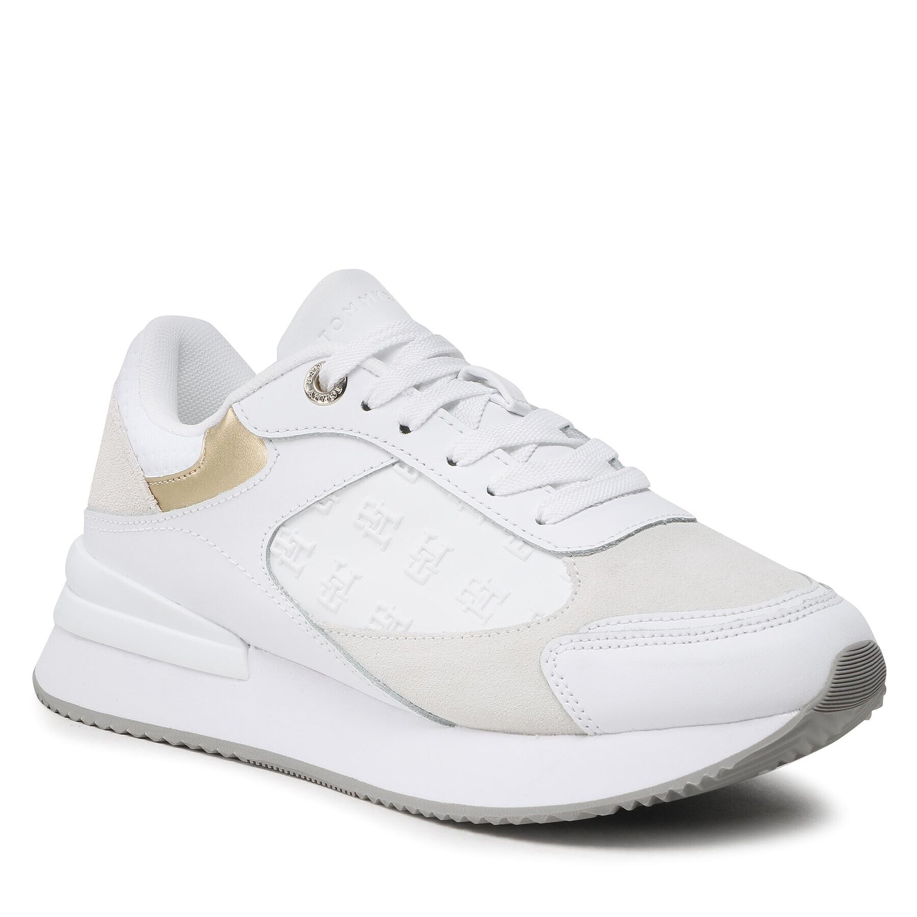 Tommy Hilfiger Сникърси Elevated Embossed Runner Gold FW0FW07384 Бял - Pepit.bg