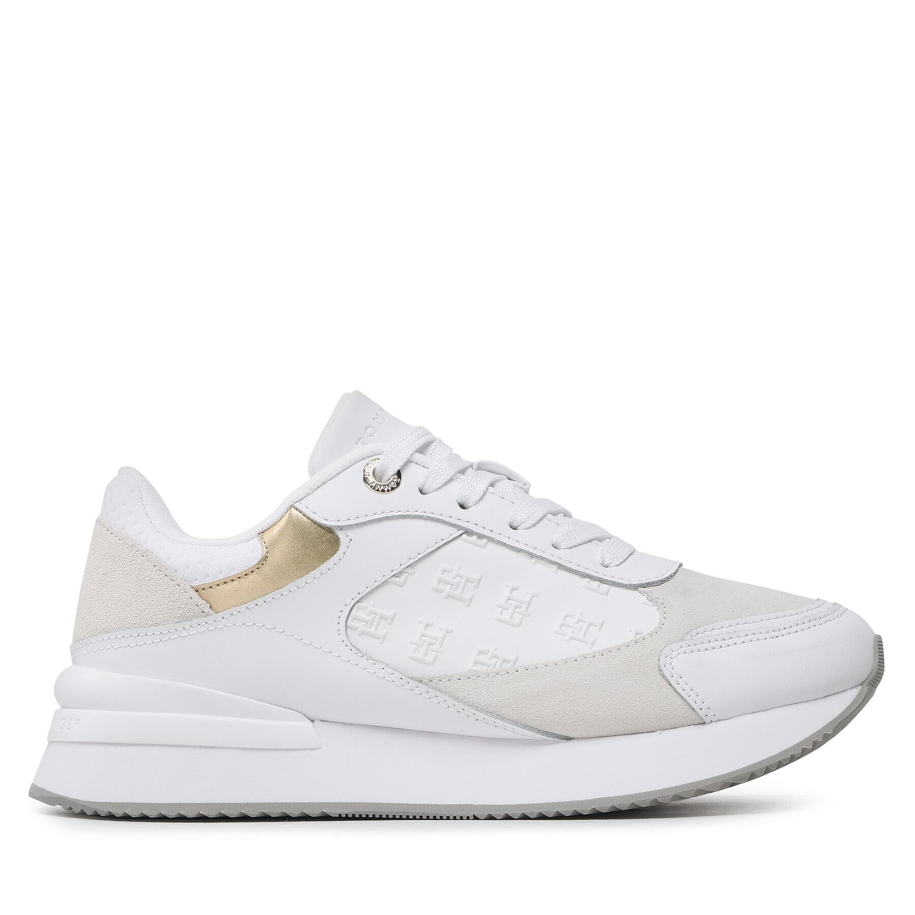 Tommy Hilfiger Сникърси Elevated Embossed Runner Gold FW0FW07384 Бял - Pepit.bg
