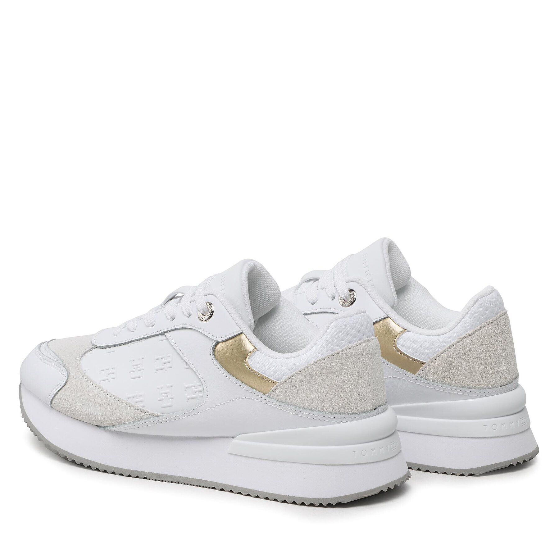 Tommy Hilfiger Сникърси Elevated Embossed Runner Gold FW0FW07384 Бял - Pepit.bg