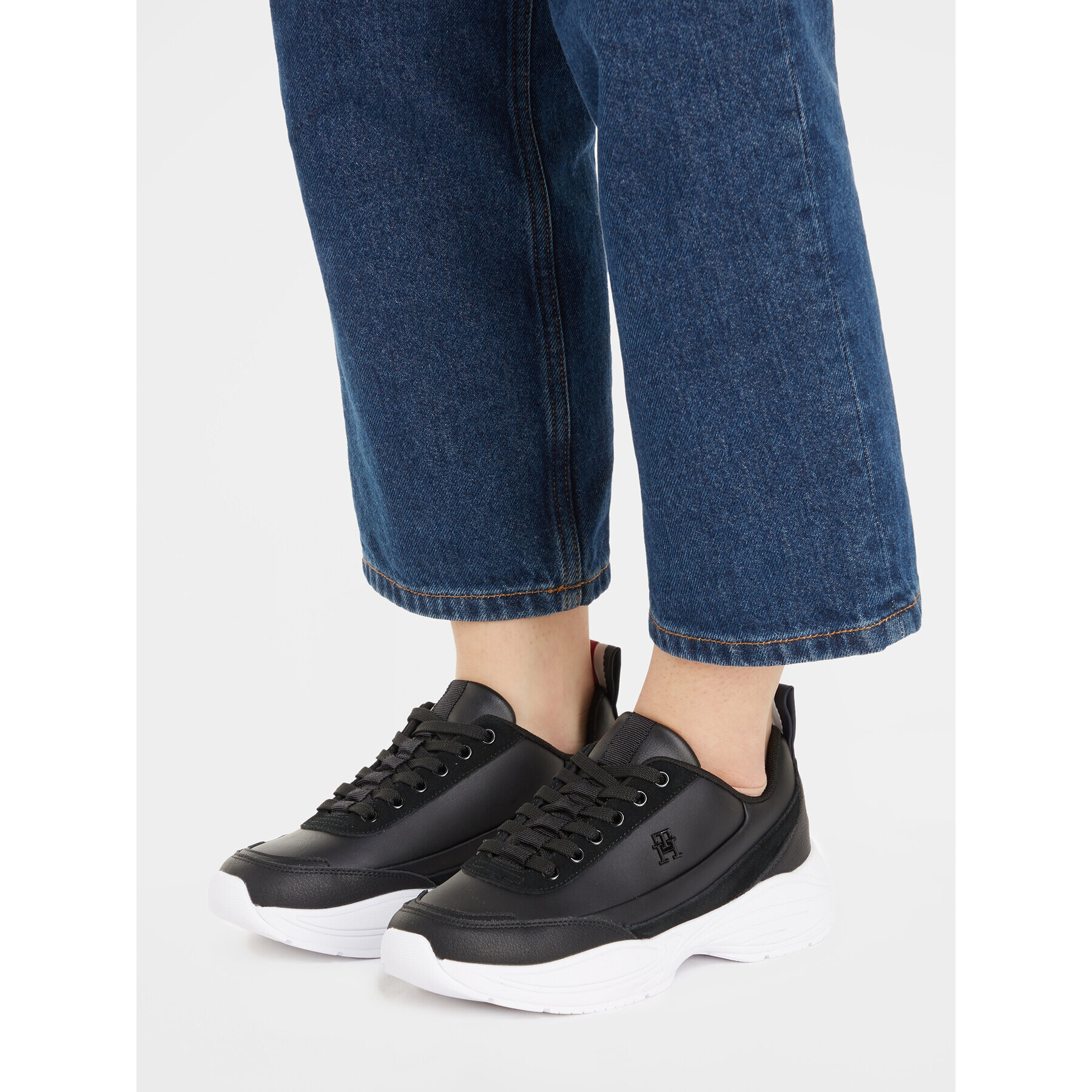 Tommy Hilfiger Сникърси Elevated Global Stripes Runner FW0FW07607 Черен - Pepit.bg