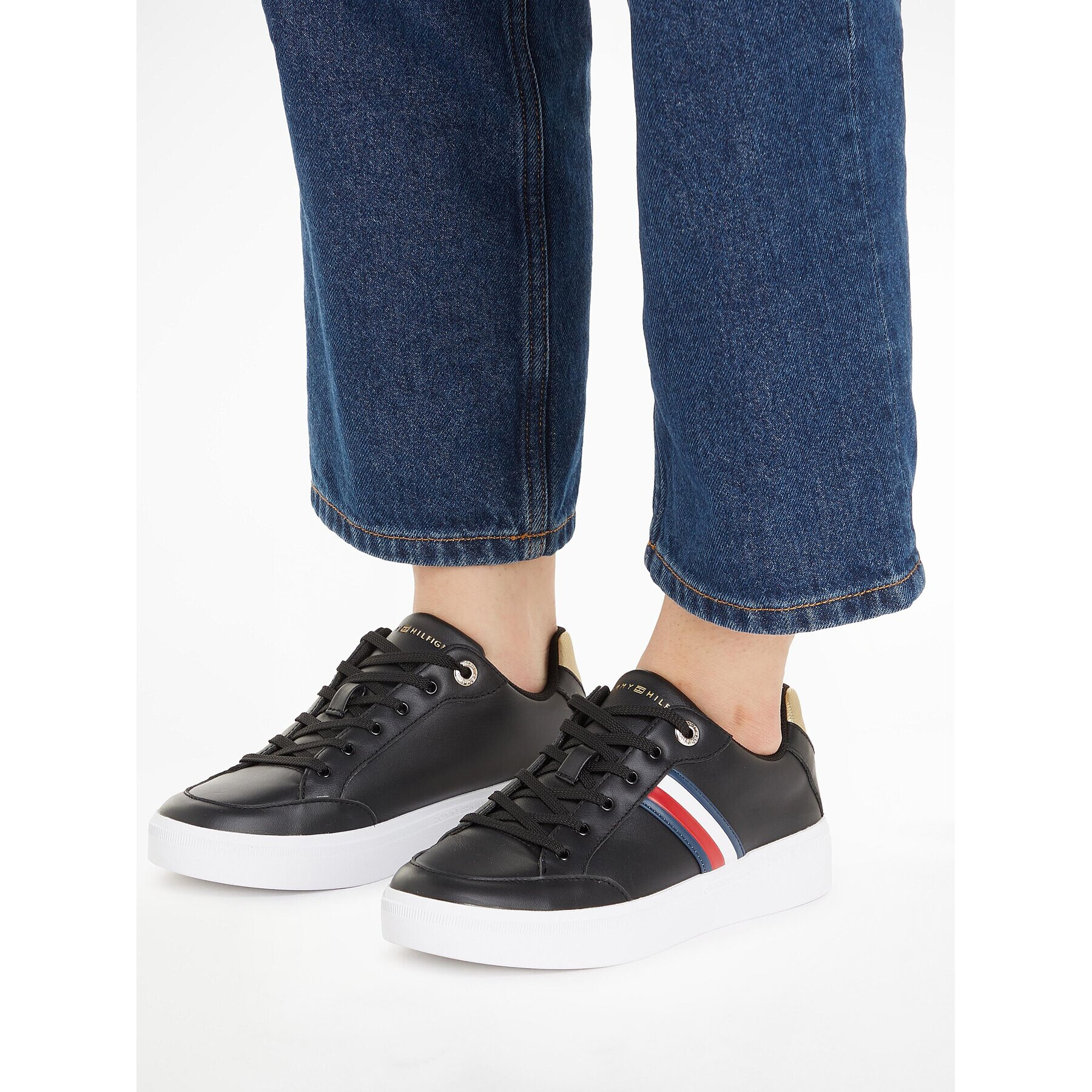 Tommy Hilfiger Сникърси Elevated Global Stripes Sneaker FW0FW07446 Черен - Pepit.bg