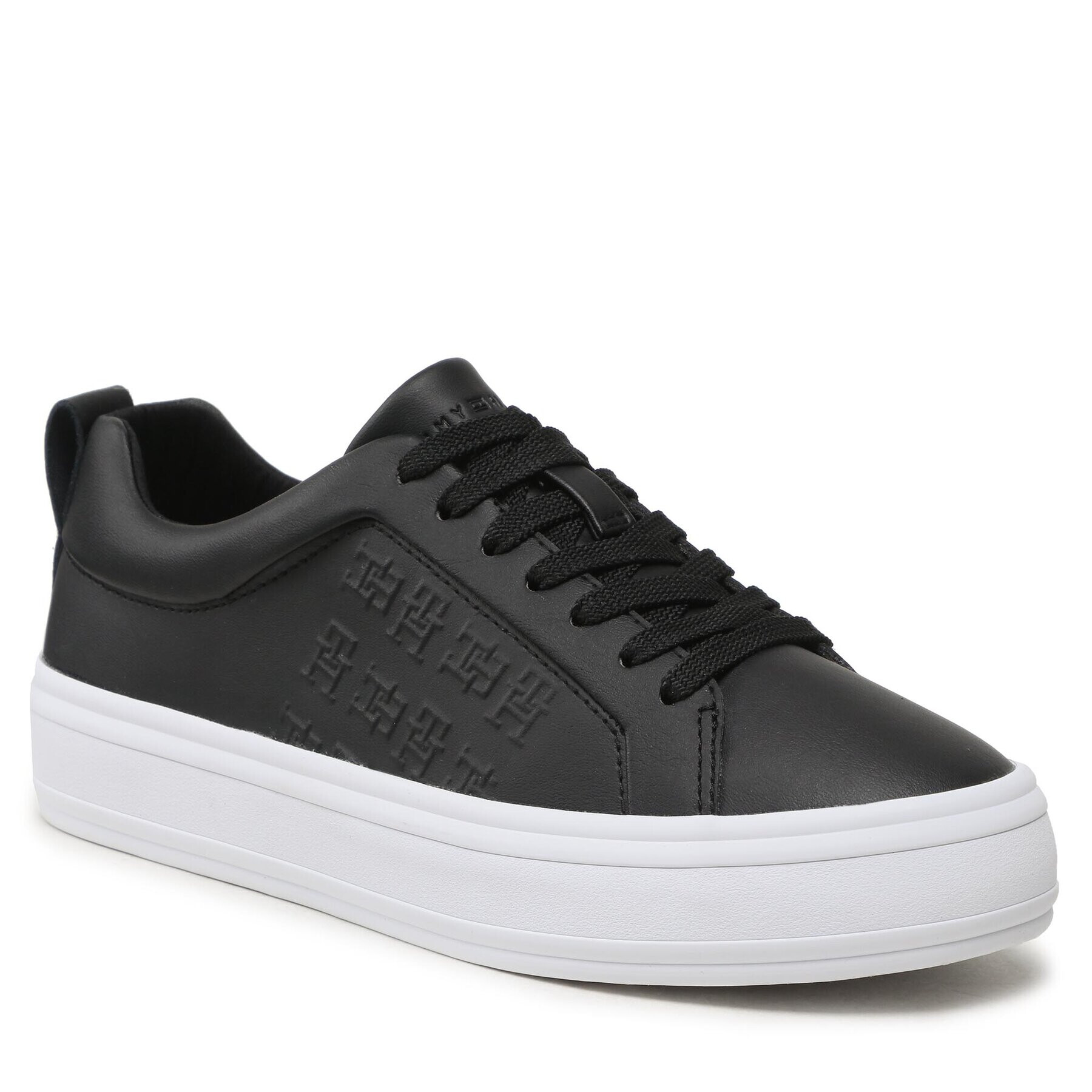 Tommy Hilfiger Сникърси Embossed Vulc FW0FW07376 Черен - Pepit.bg