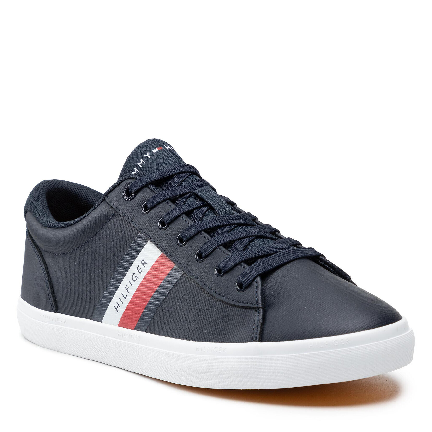 Tommy Hilfiger Сникърси Essential Leather Vulc Stripes FM0FM03722 Тъмносин - Pepit.bg