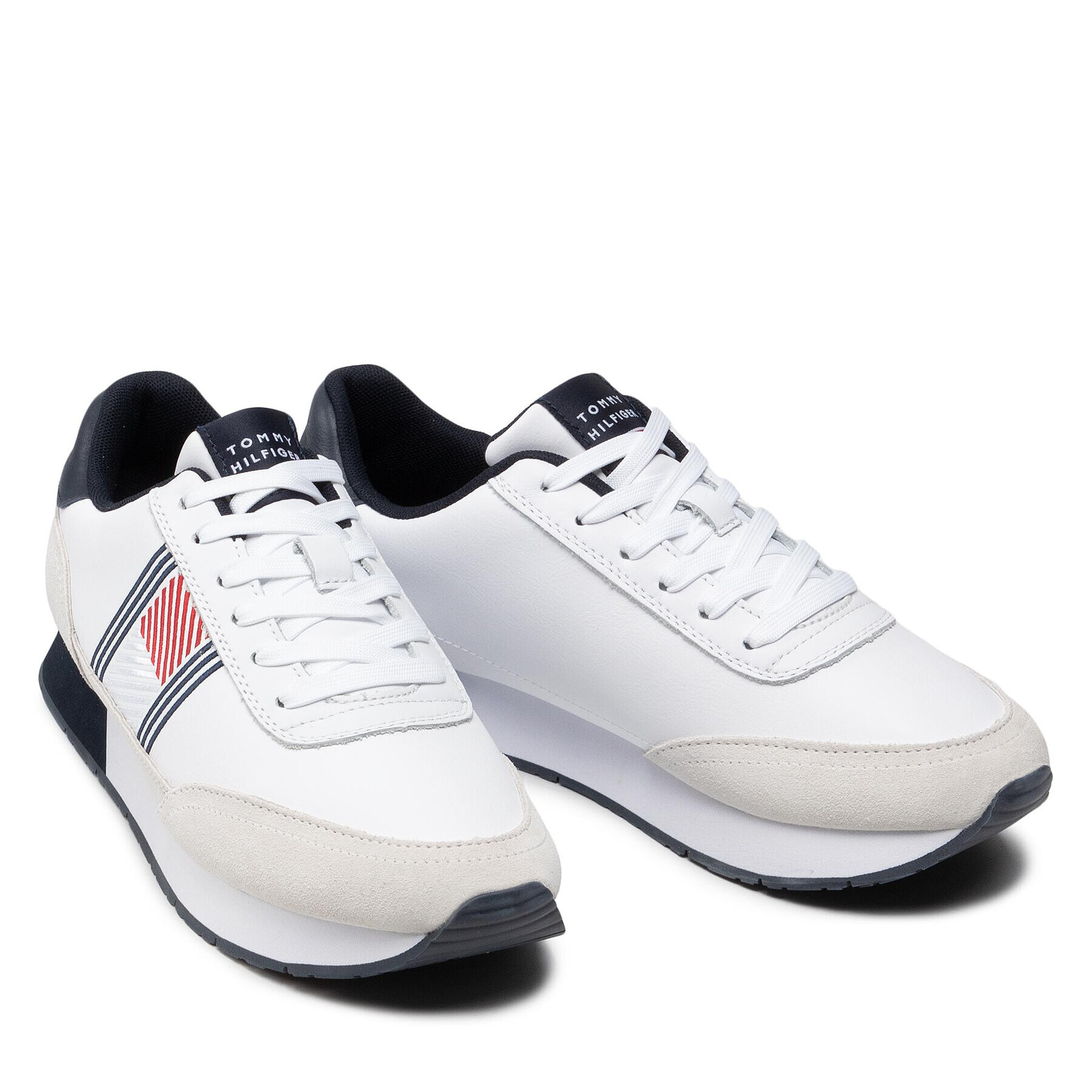 Tommy Hilfiger Сникърси Essential Runner Flag Leather FM0FM03928 Бял - Pepit.bg