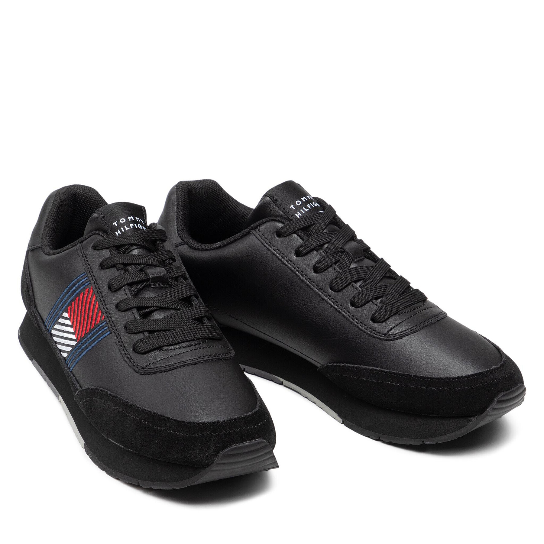 Tommy Hilfiger Сникърси Essential Runner Flag Leather FM0FM03928 Черен - Pepit.bg