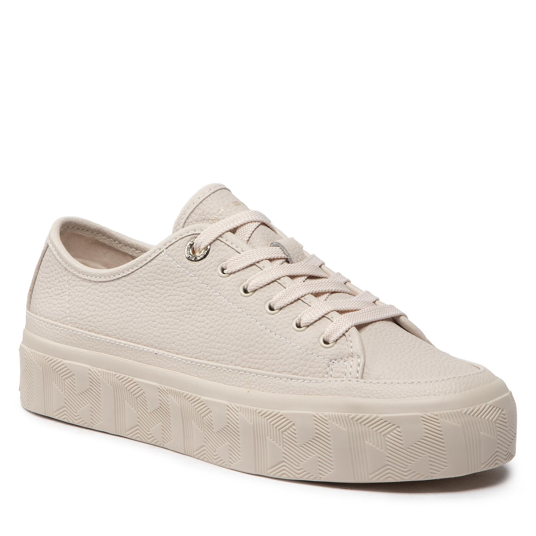 Tommy Hilfiger Сникърси Essential Th Leather Sneaker FW0FW06556 Бежов - Pepit.bg