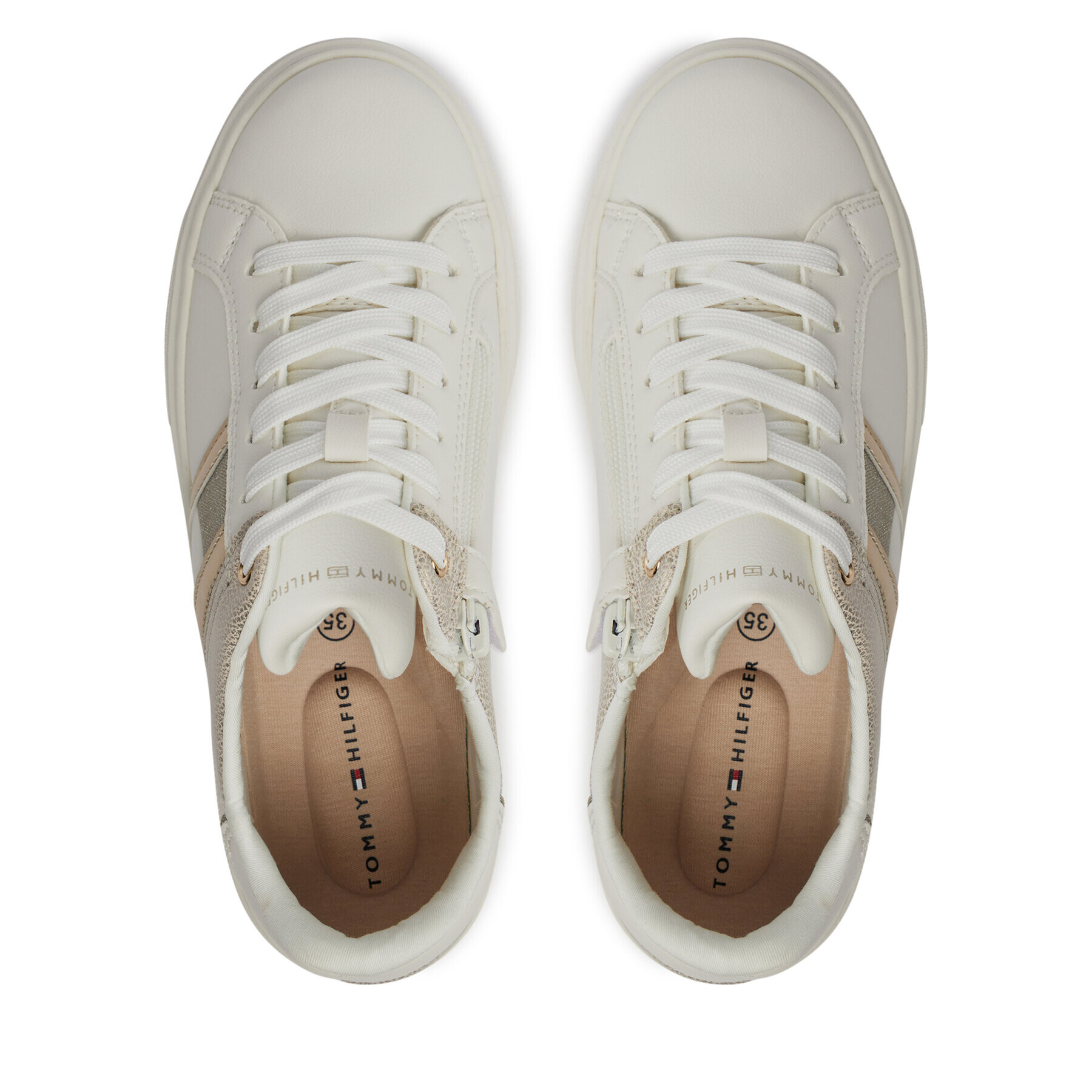 Tommy Hilfiger Сникърси Flag Low Cut Lace-Up Sneaker T3A9-33202-1439 S Бял - Pepit.bg