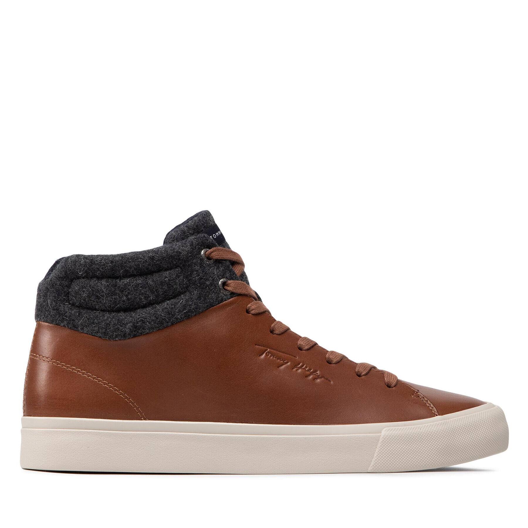 Tommy Hilfiger Сникърси High Premium Leather Felt Vulc FM0FM03269 Кафяв - Pepit.bg