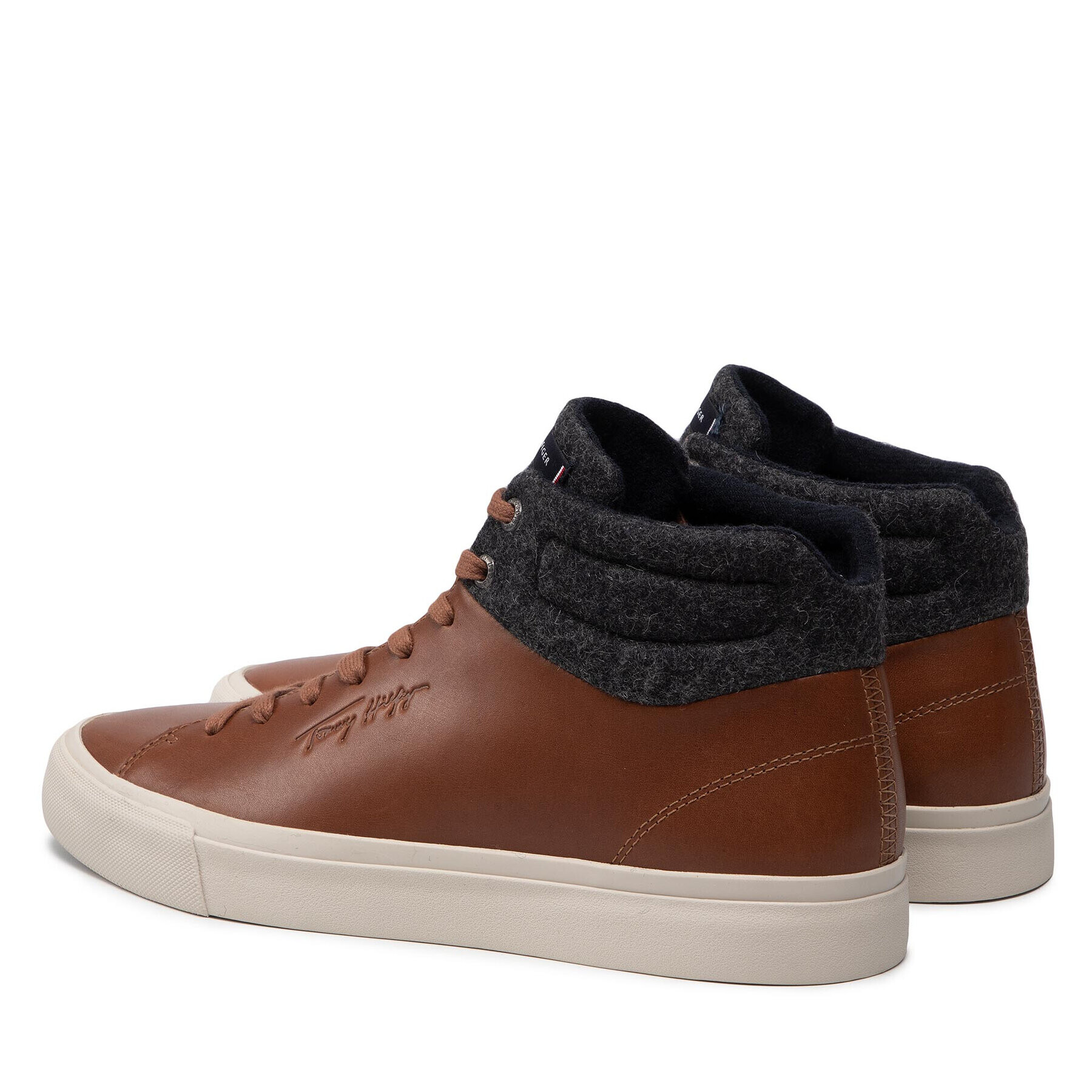 Tommy Hilfiger Сникърси High Premium Leather Felt Vulc FM0FM03269 Кафяв - Pepit.bg