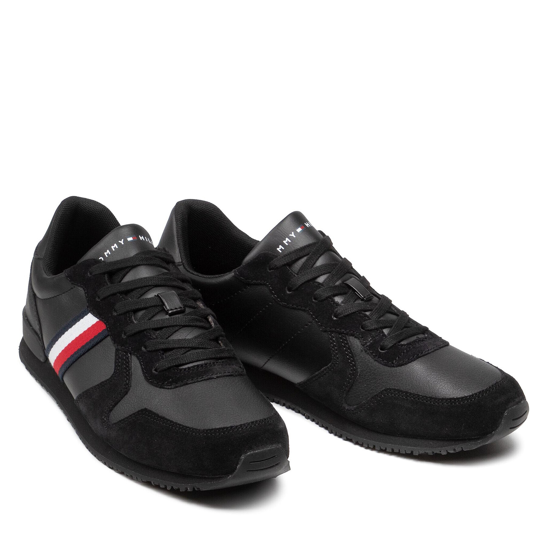 Tommy Hilfiger Сникърси Iconic Leather Runner FM0FM03272 Черен - Pepit.bg