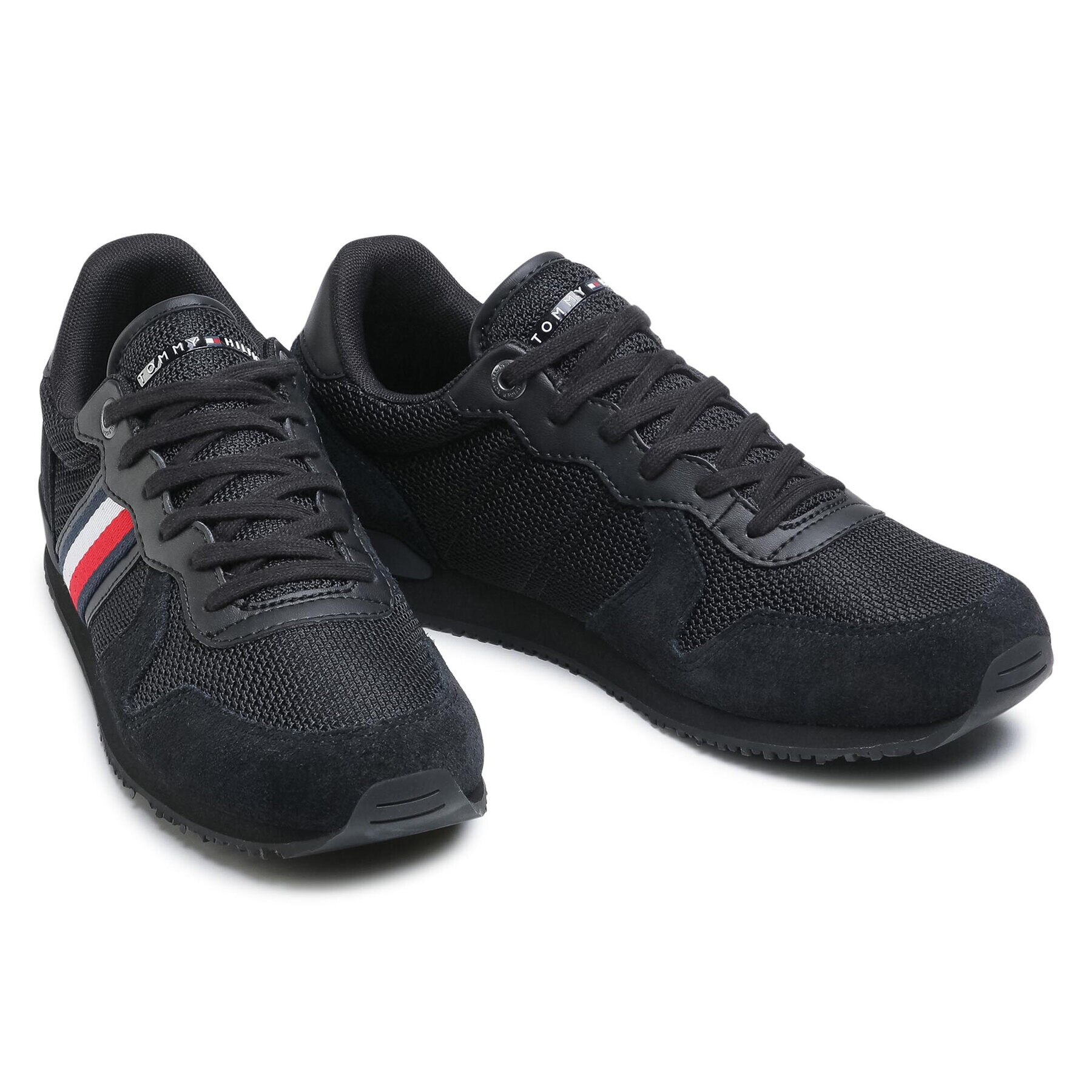 Tommy Hilfiger Сникърси Iconic Material Mix Runner FM0FM03470 Черен - Pepit.bg