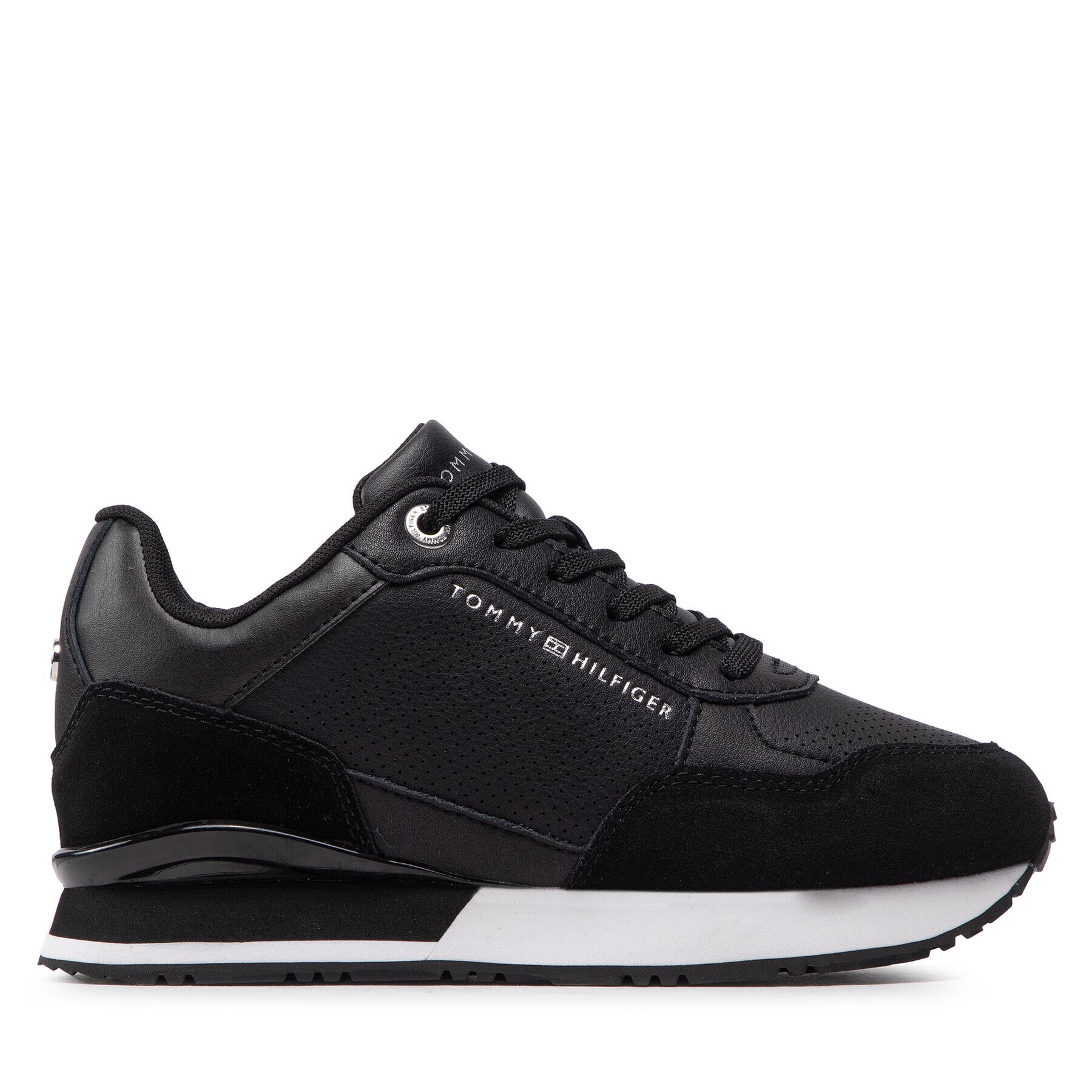 Tommy Hilfiger Сникърси Leather Wedge Sneaker FW0FW06552 Черен - Pepit.bg