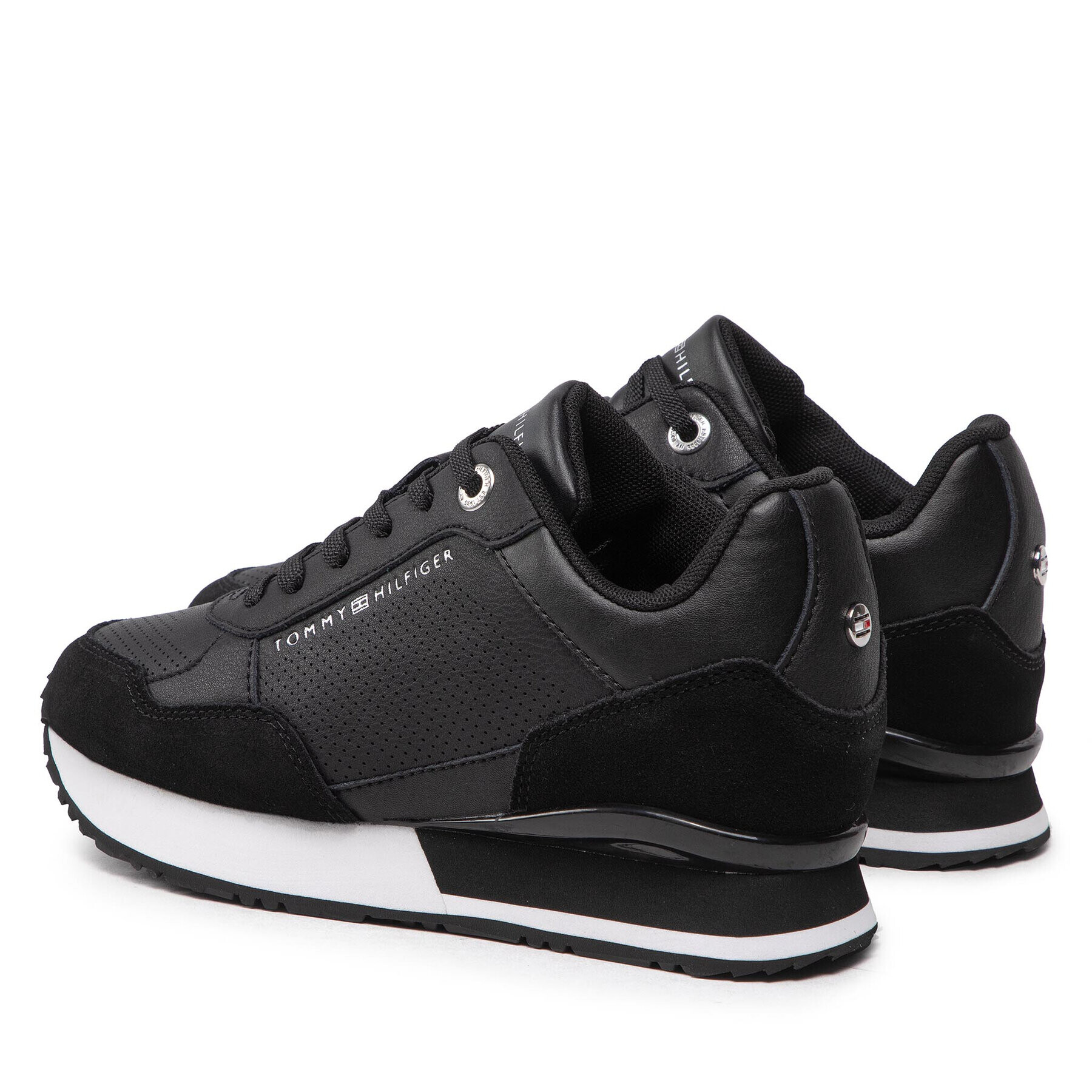 Tommy Hilfiger Сникърси Leather Wedge Sneaker FW0FW06552 Черен - Pepit.bg