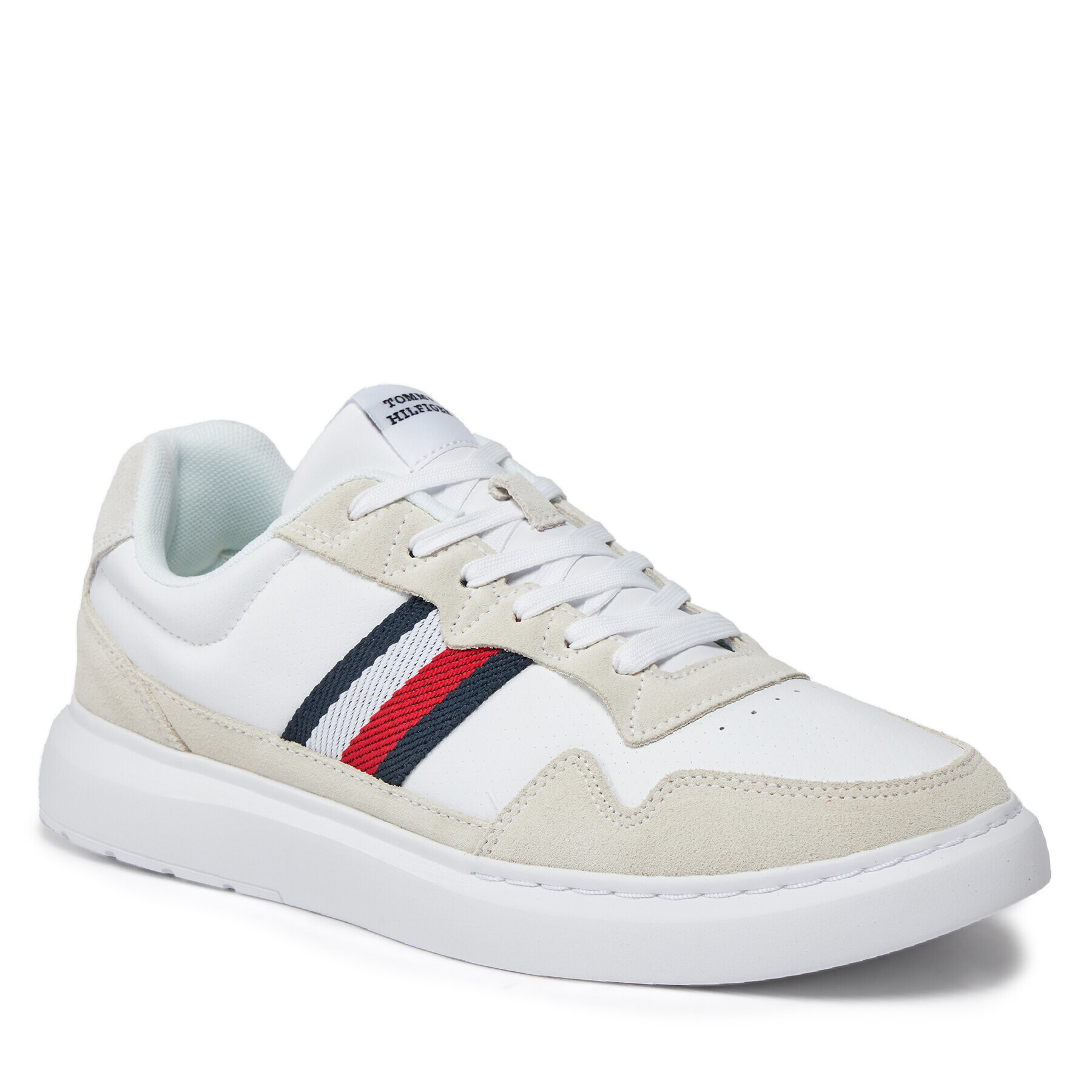 Tommy Hilfiger Сникърси Light Cupsole Lth Mix Stripes FM0FM04889 Бял - Pepit.bg