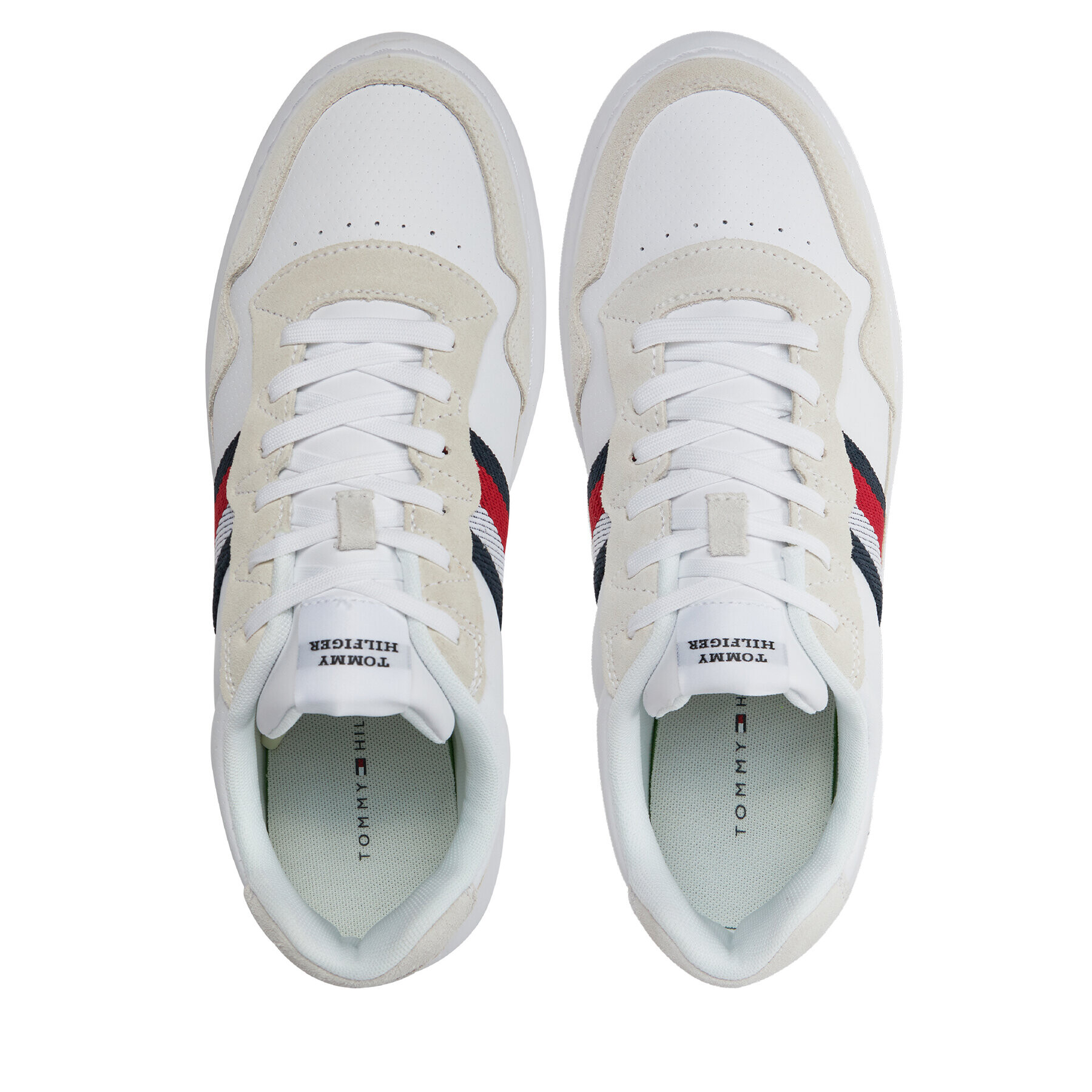 Tommy Hilfiger Сникърси Light Cupsole Lth Mix Stripes FM0FM04889 Бял - Pepit.bg