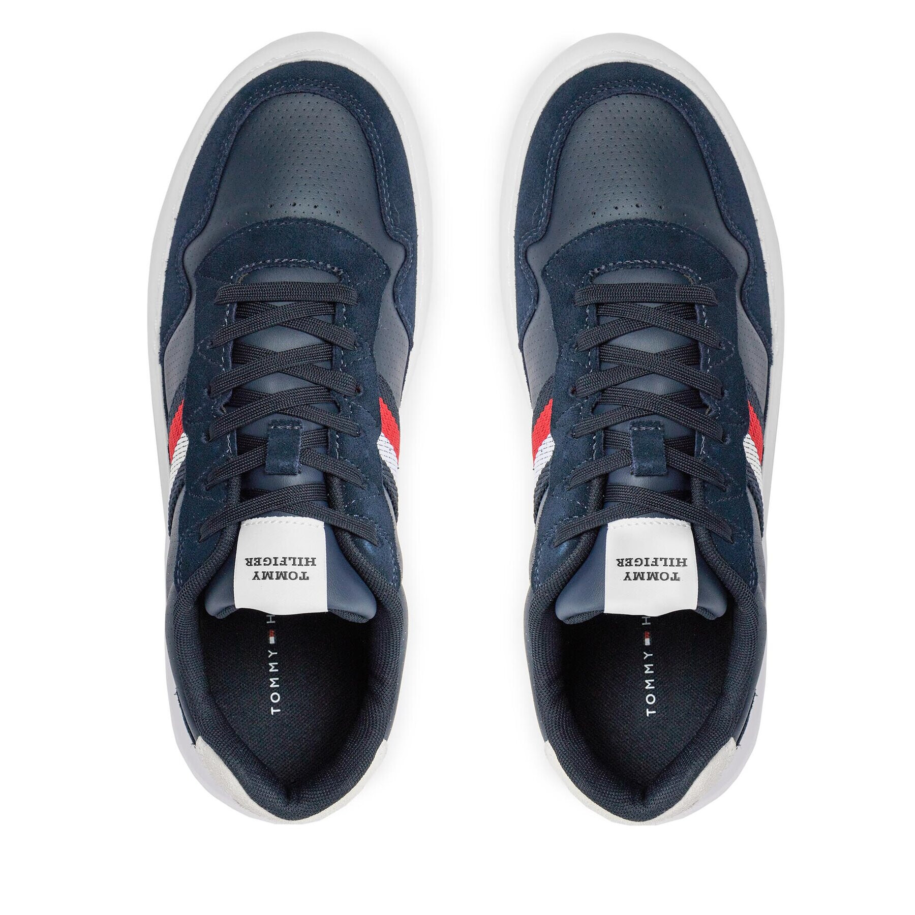 Tommy Hilfiger Сникърси Light Cupsole Lth Mix Stripes FM0FM04889 Син - Pepit.bg
