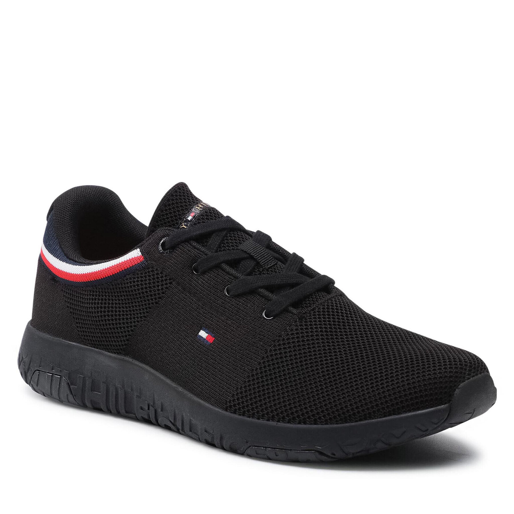 Tommy Hilfiger Сникърси Lightweight Knit Runner Collar FM0FM03614 Черен - Pepit.bg