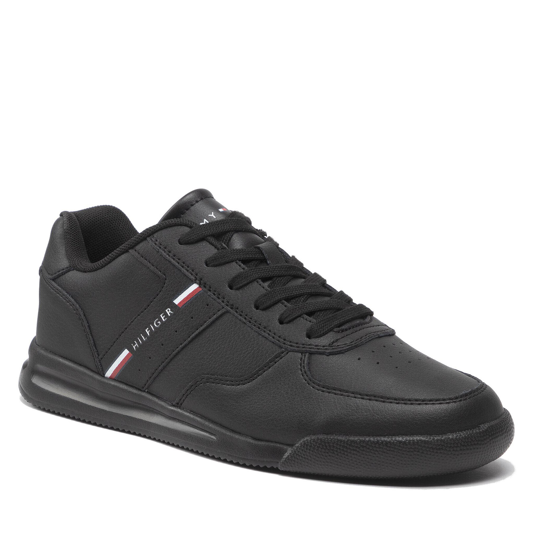 Tommy Hilfiger Сникърси Lightweight Lea Sneaker Stripes FM0FM04016 Черен - Pepit.bg