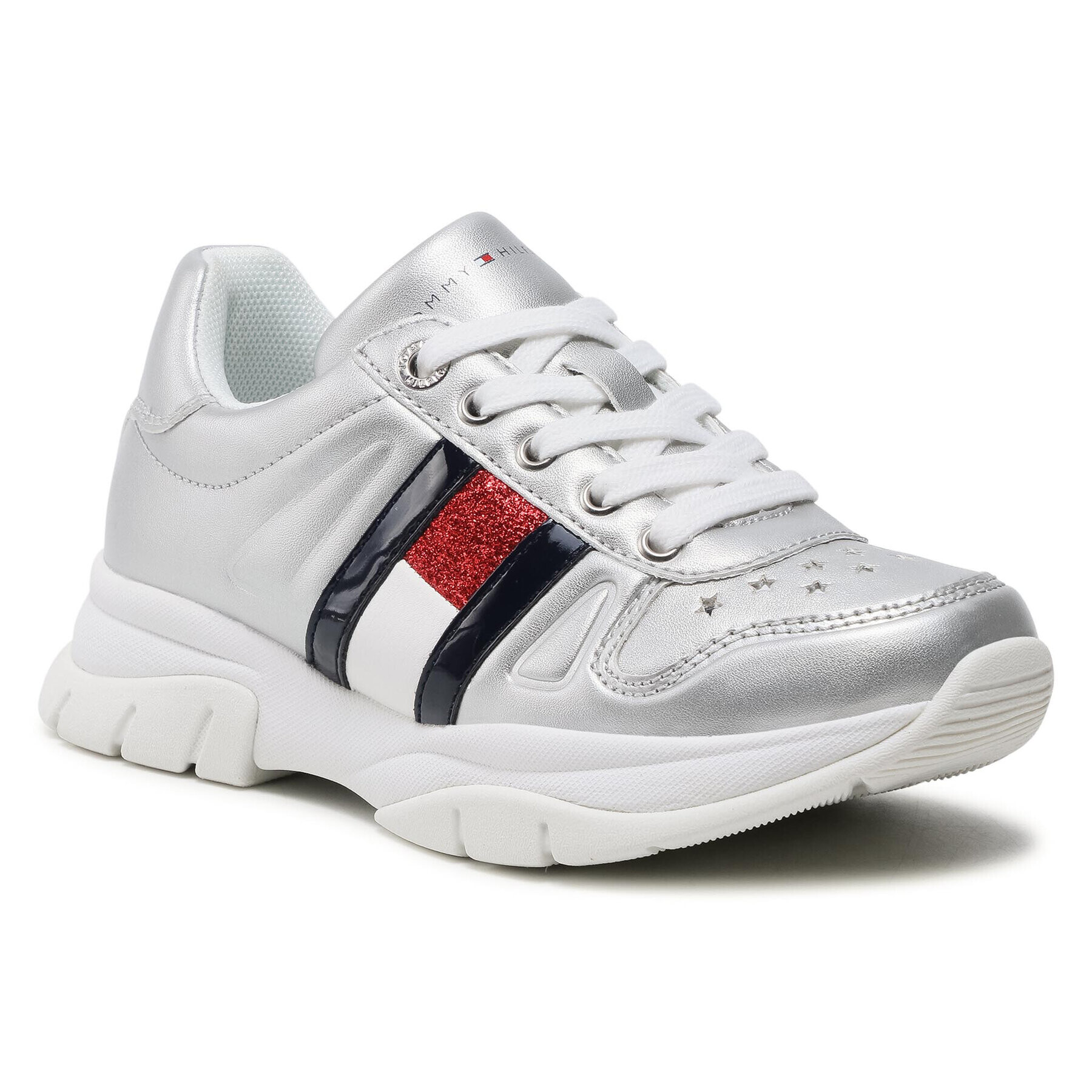 Tommy Hilfiger Сникърси Low Cut Lace-Up Sneaker T3A4-31033-1160 M Сребрист - Pepit.bg