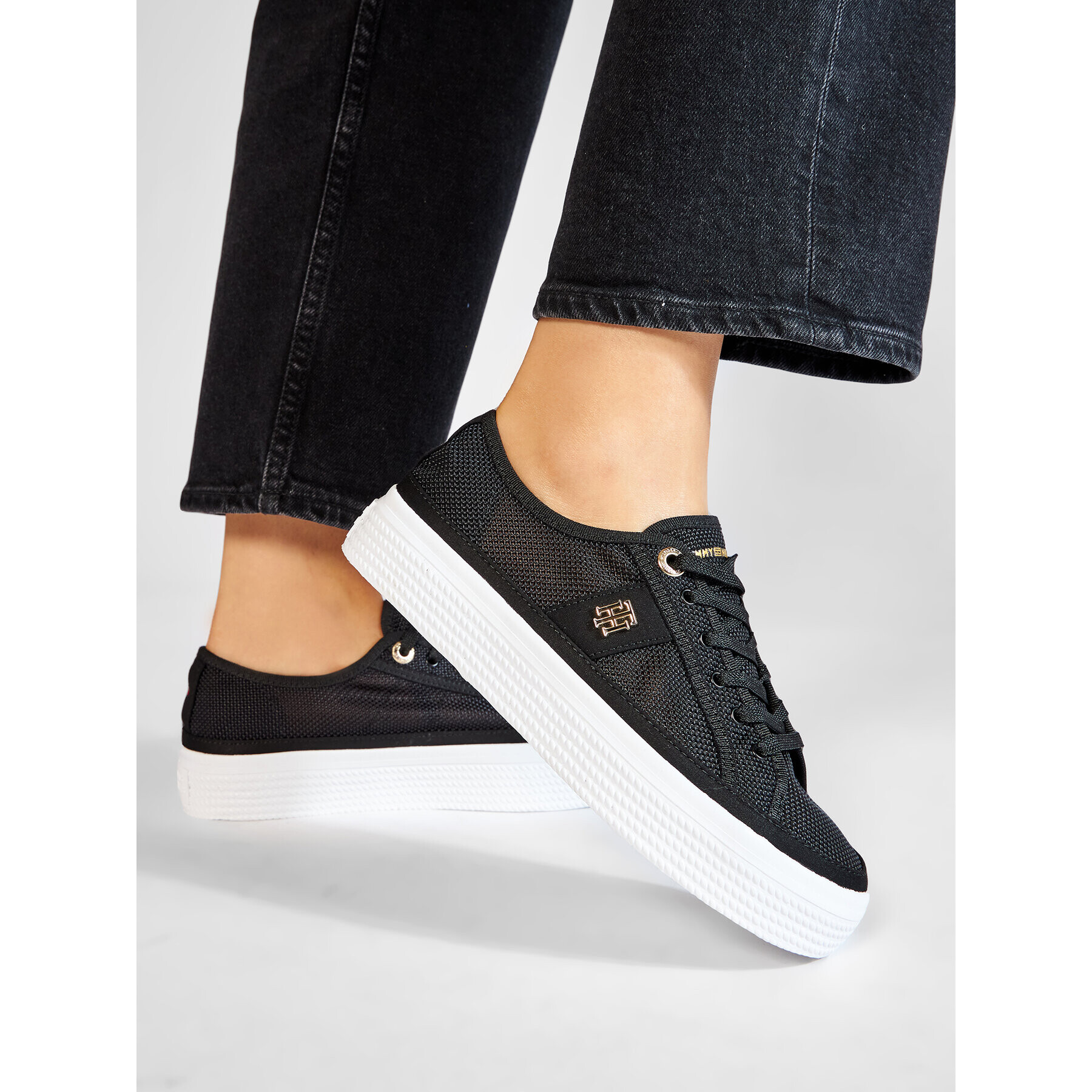 Tommy Hilfiger Сникърси Mesh Vulc Sneaker FW0FW05793 Черен - Pepit.bg