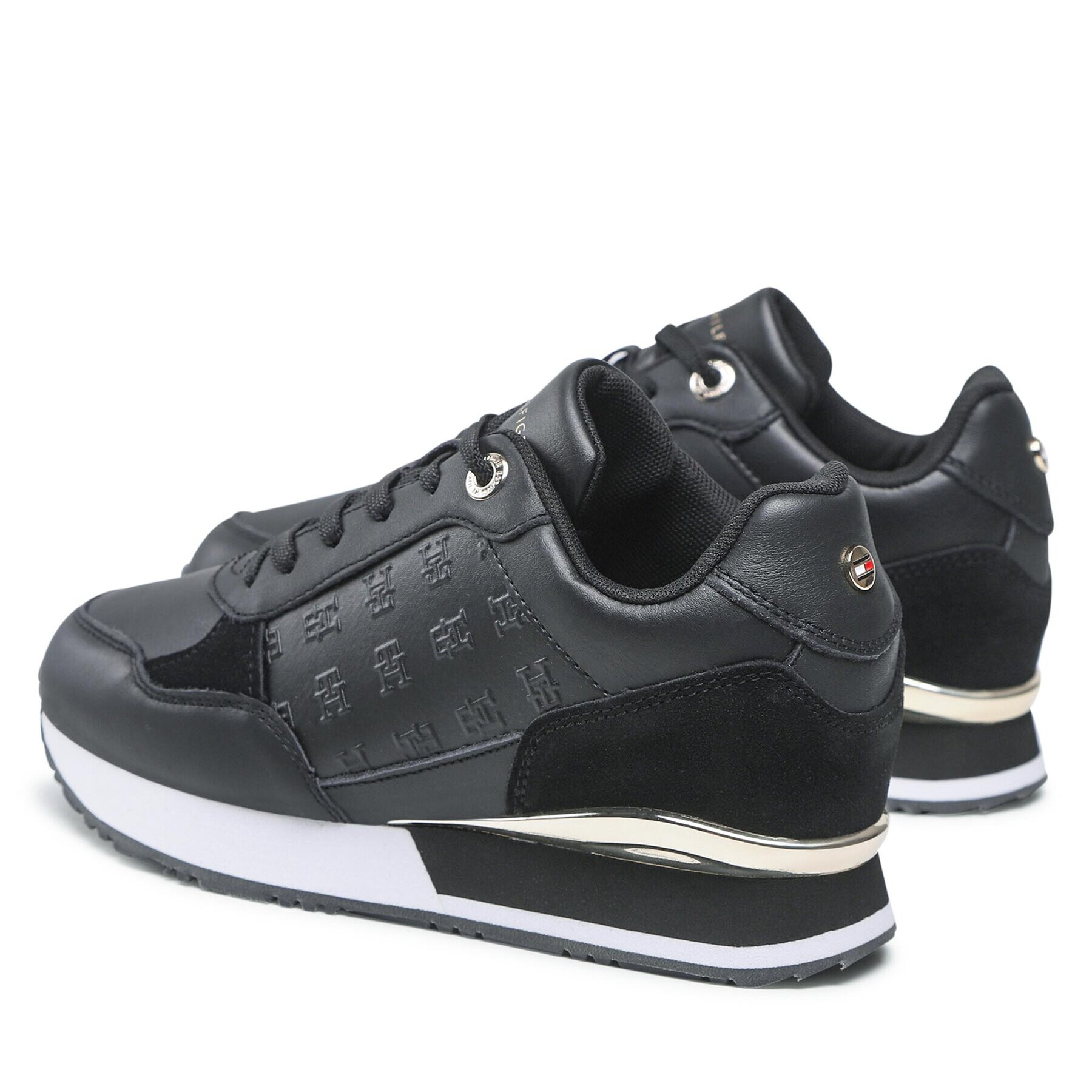 Tommy Hilfiger Сникърси Metallic Monogram Emboss Sneaker FW0FW06784 Черен - Pepit.bg