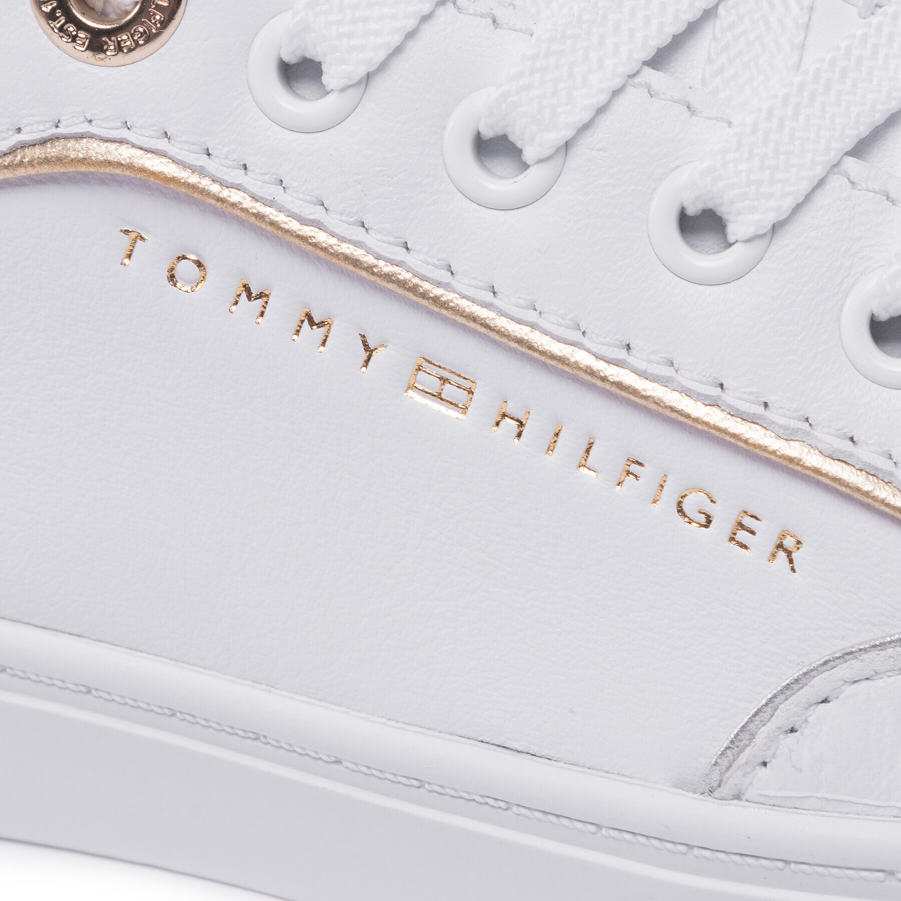 Tommy Hilfiger Сникърси Metallic Piping Sneaker FW0FW06487 Бял - Pepit.bg