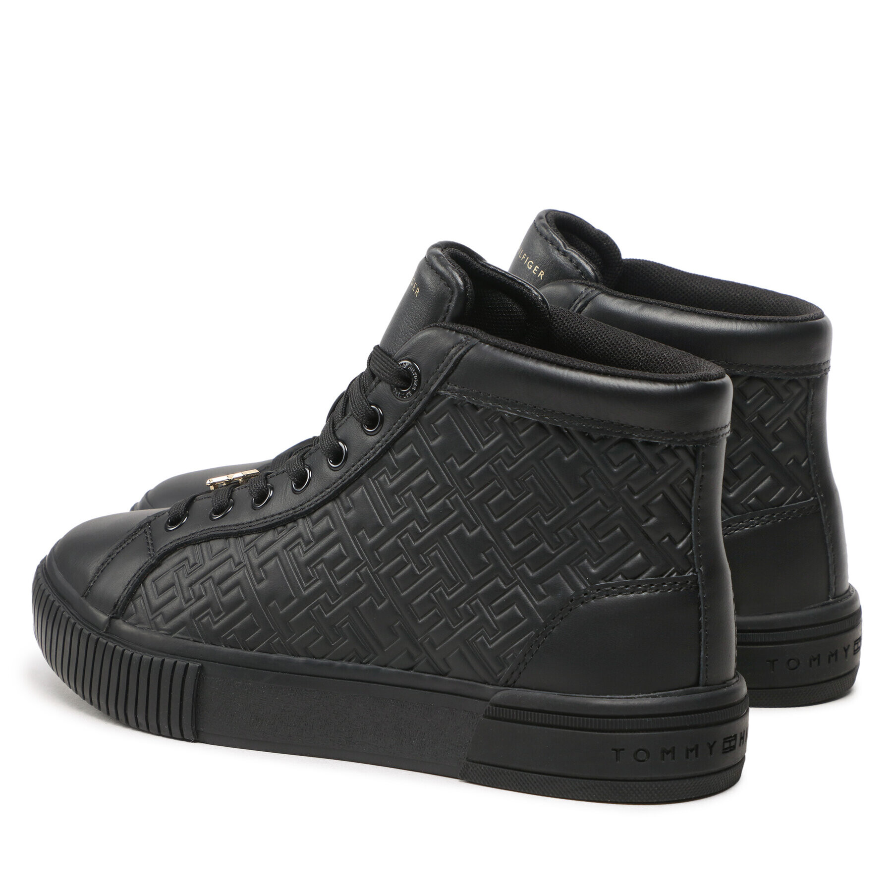 Tommy Hilfiger Сникърси Monogram Leather Sneaker High FW0FW06856 Черен - Pepit.bg