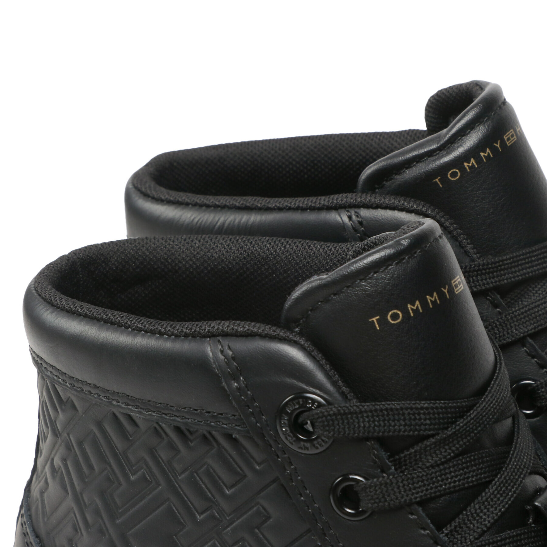 Tommy Hilfiger Сникърси Monogram Leather Sneaker High FW0FW06856 Черен - Pepit.bg