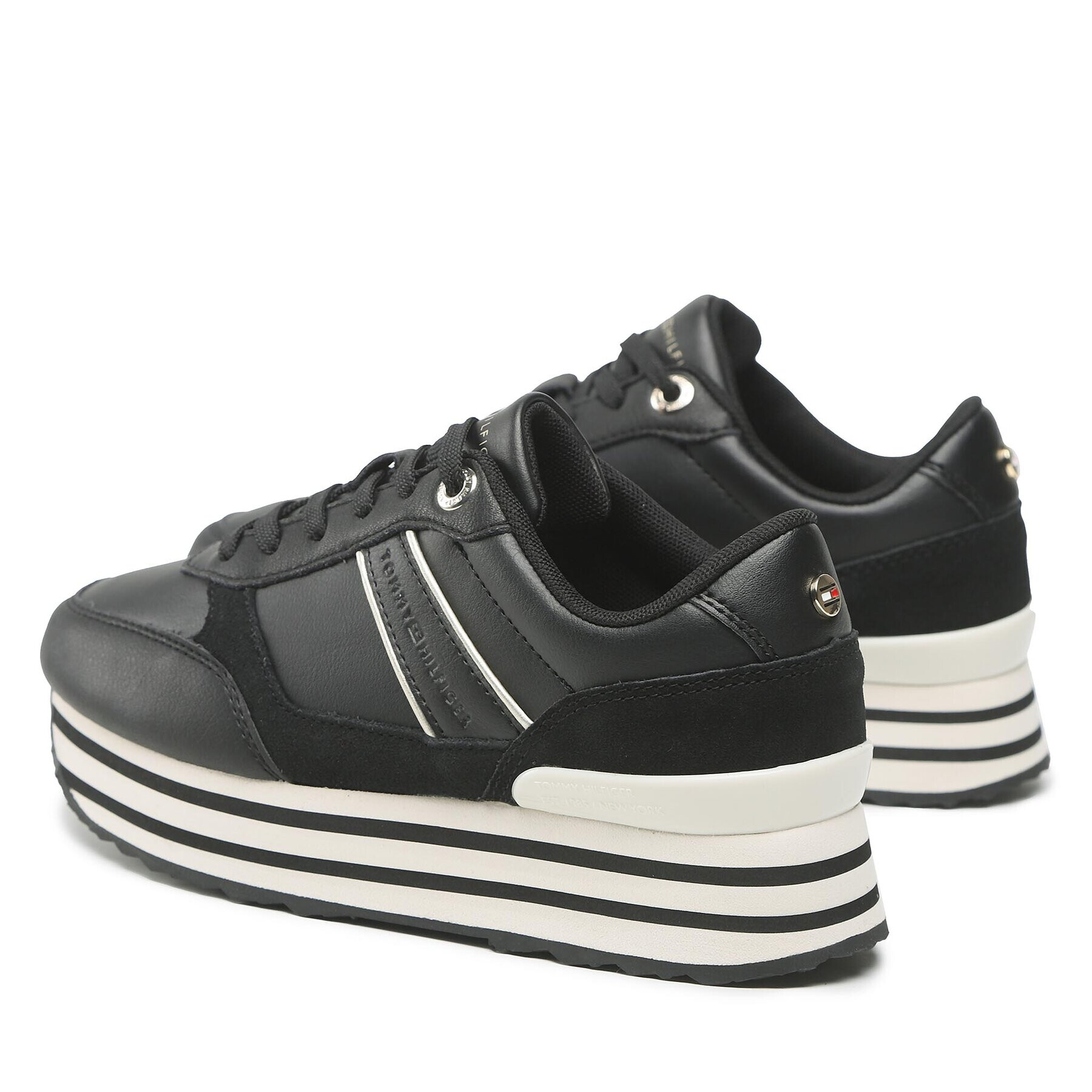 Tommy Hilfiger Сникърси Platform Stripes Trainer FW0FW06745 Черен - Pepit.bg