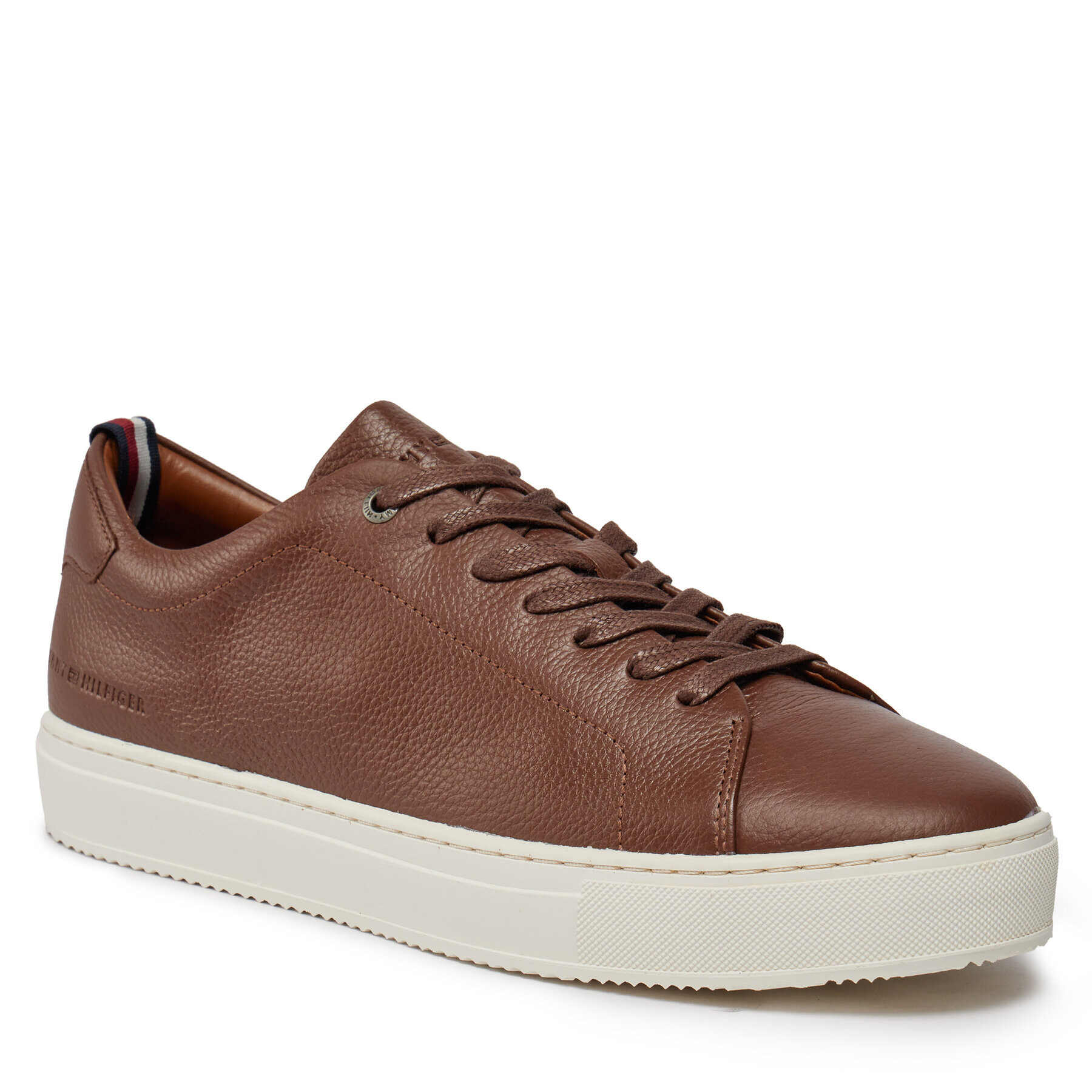 Tommy Hilfiger Сникърси Premium Cupsole Grained Lth FM0FM04893 Кафяв - Pepit.bg