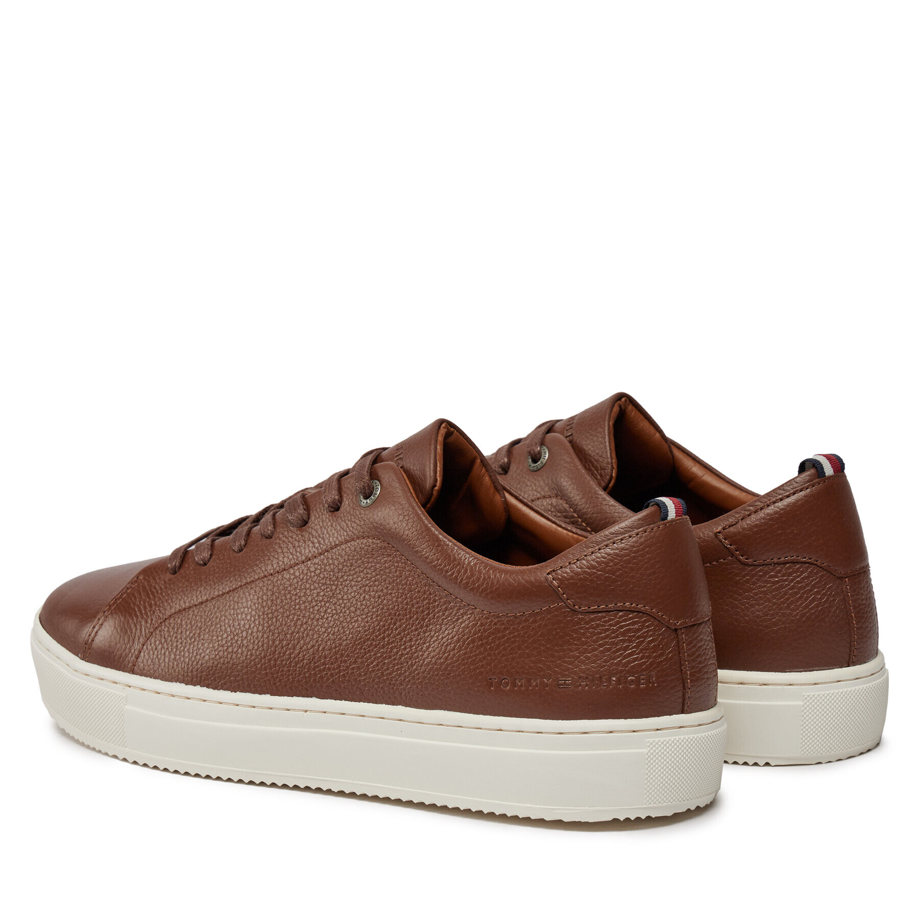 Tommy Hilfiger Сникърси Premium Cupsole Grained Lth FM0FM04893 Кафяв - Pepit.bg