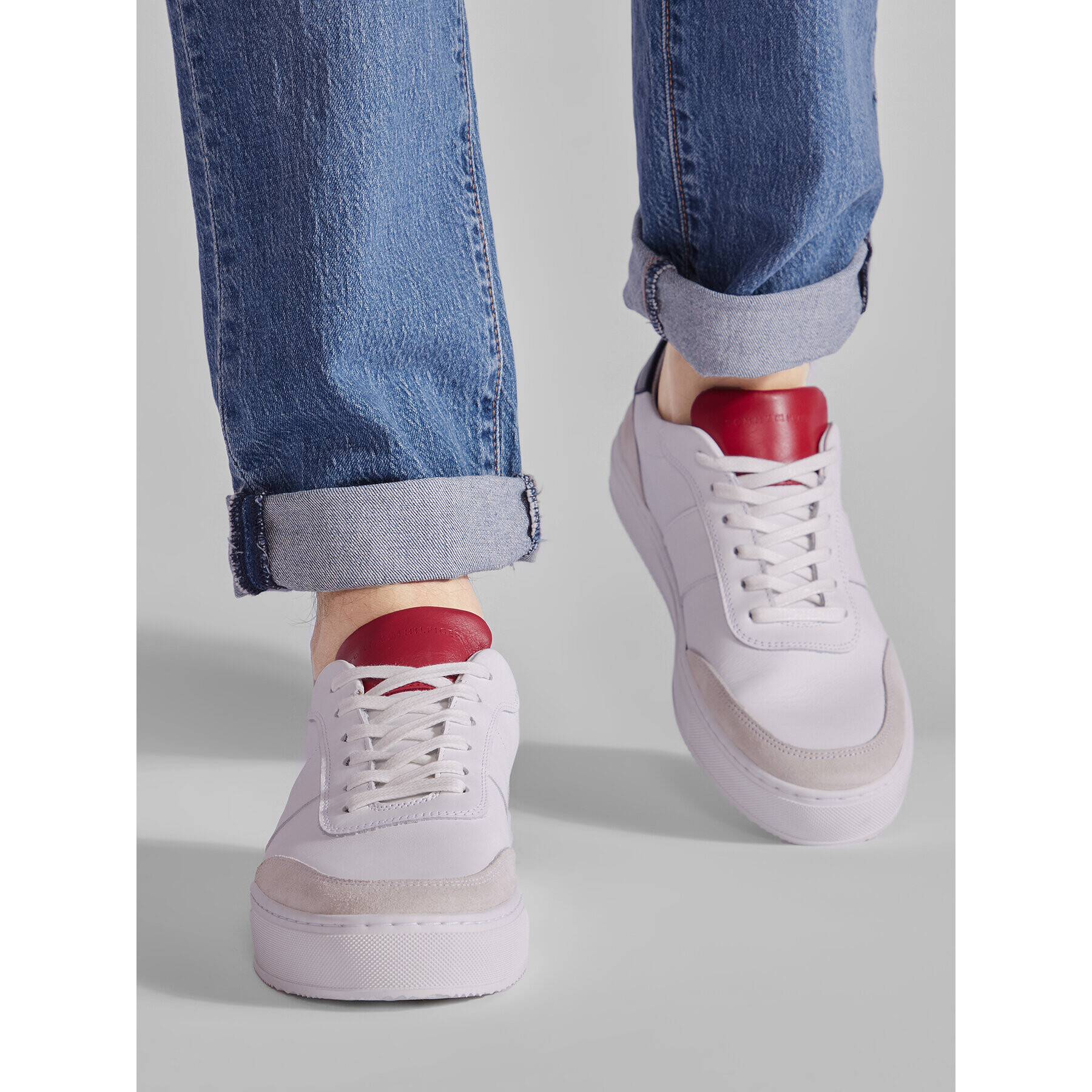 Tommy Hilfiger Сникърси Premium Cupsole Stripe Leather FM0FM04019 Бял - Pepit.bg