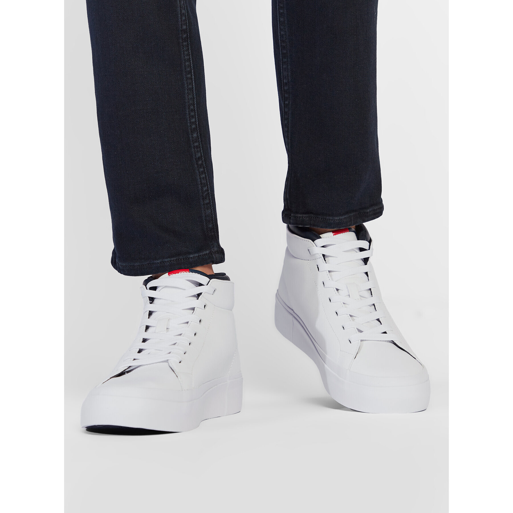 Tommy Hilfiger Сникърси Prep Vulc High Leather FM0FM04172 Бял - Pepit.bg