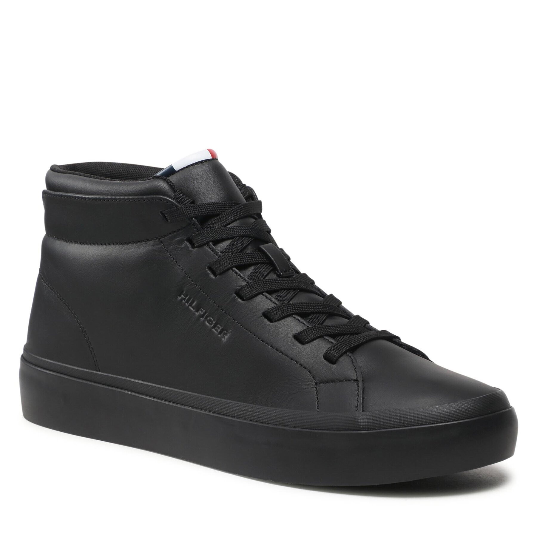 Tommy Hilfiger Сникърси Prep Vulc High Leather FM0FM04172 Черен - Pepit.bg