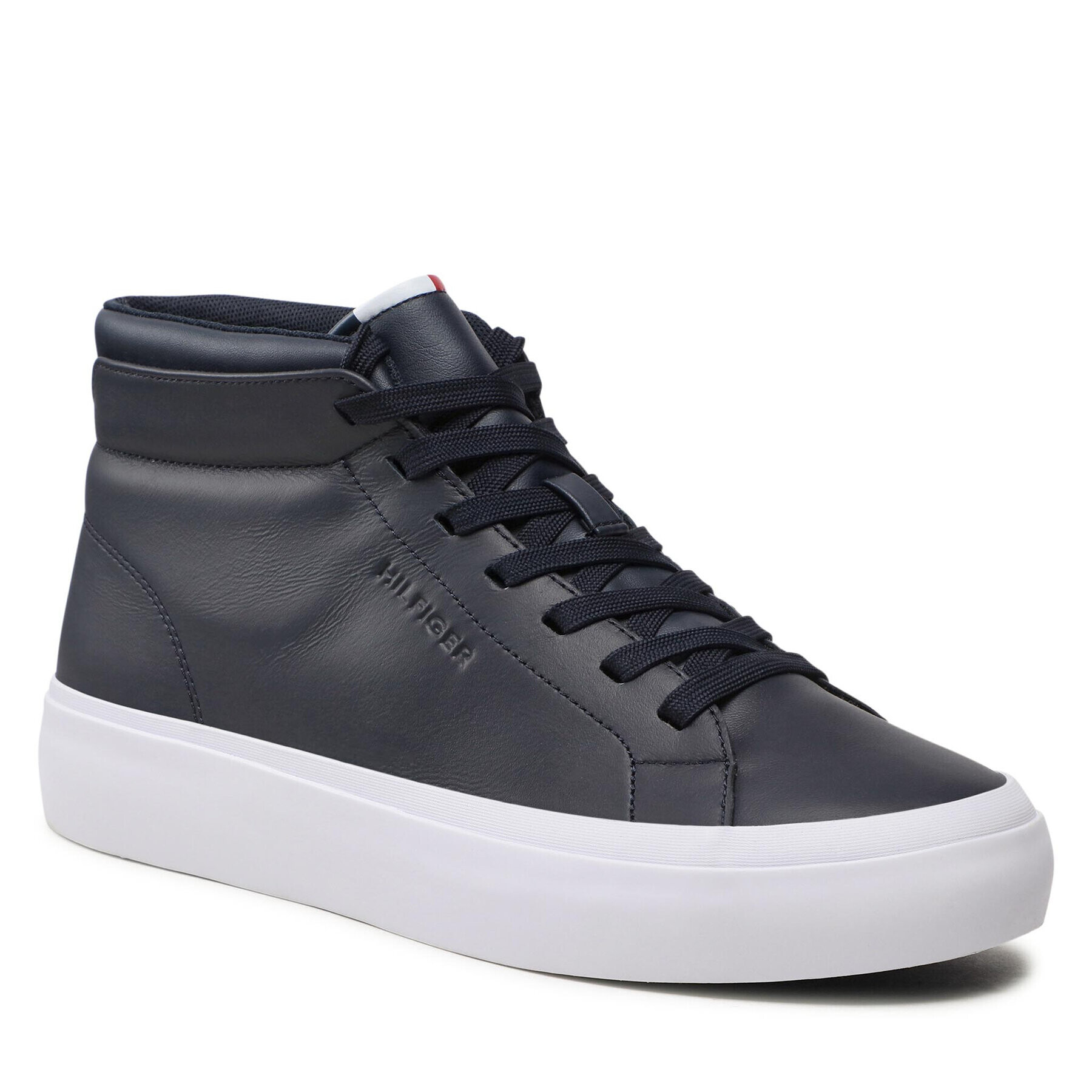 Tommy Hilfiger Сникърси Prep Vulc High Leather FM0FM04172 Тъмносин - Pepit.bg