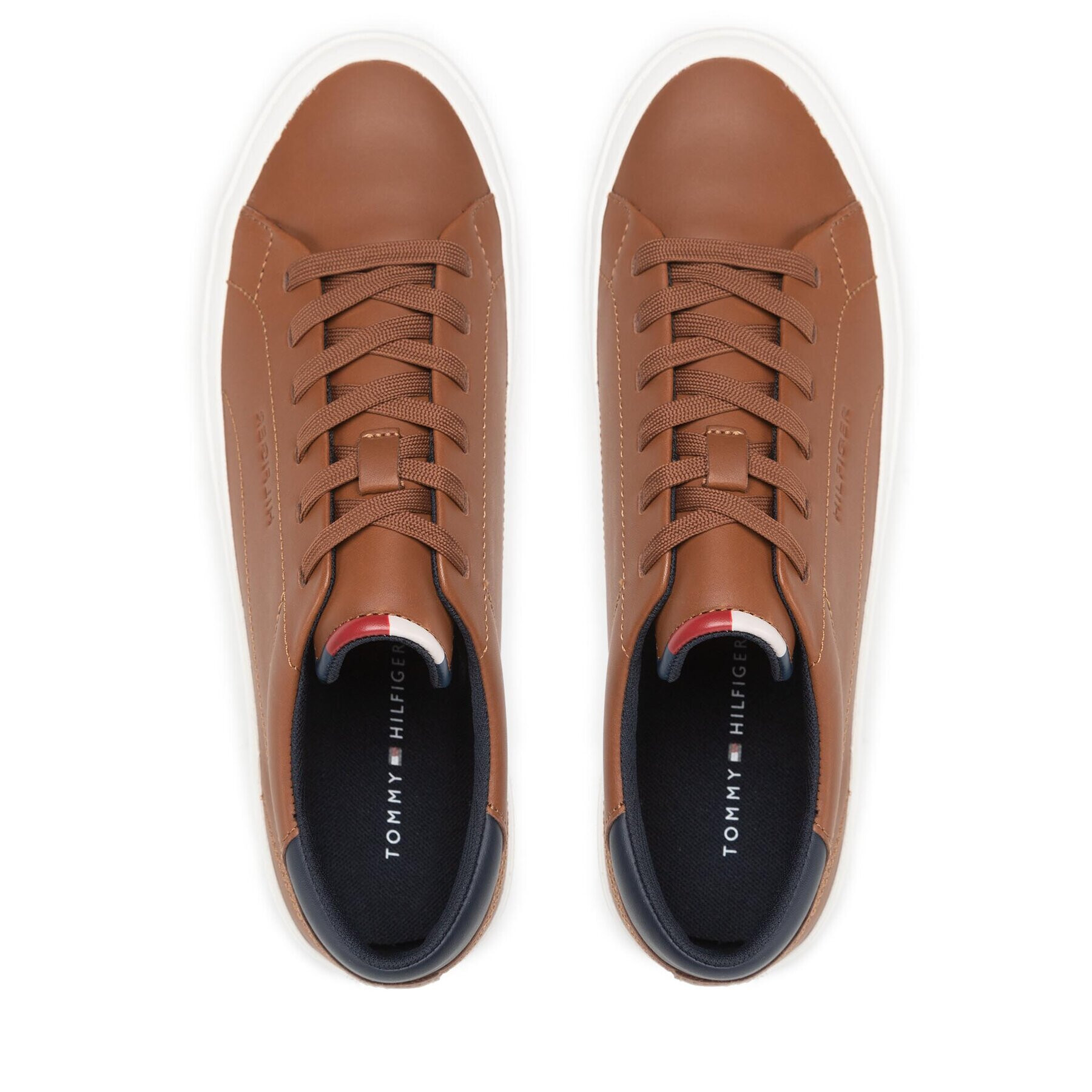 Tommy Hilfiger Сникърси Prep Vulc Premium Leather FM0FM04315 Кафяв - Pepit.bg