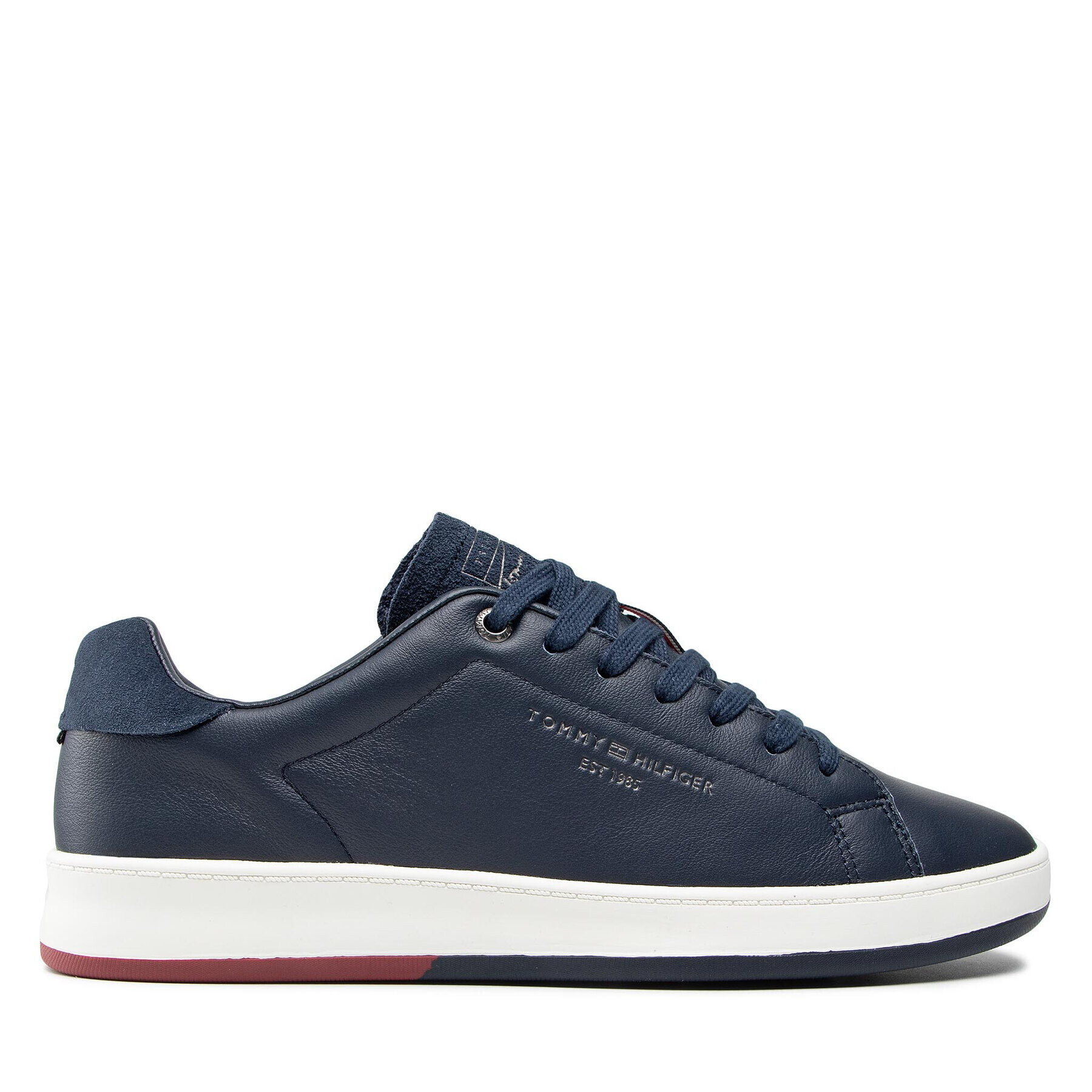 Tommy Hilfiger Сникърси Retro Tennis Cupsole Leather FM0FM03726 Тъмносин - Pepit.bg