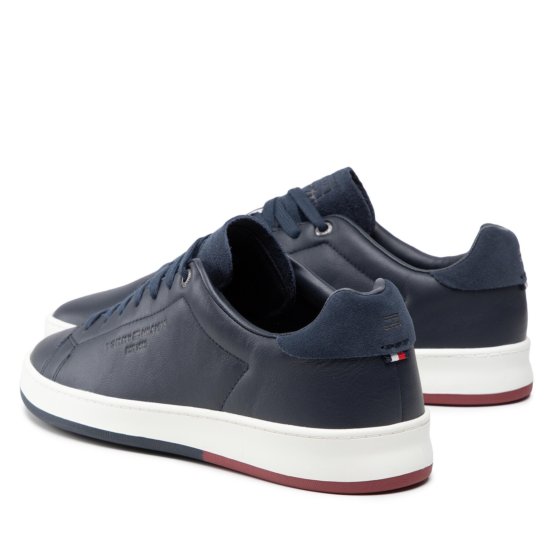 Tommy Hilfiger Сникърси Retro Tennis Cupsole Leather FM0FM03726 Тъмносин - Pepit.bg