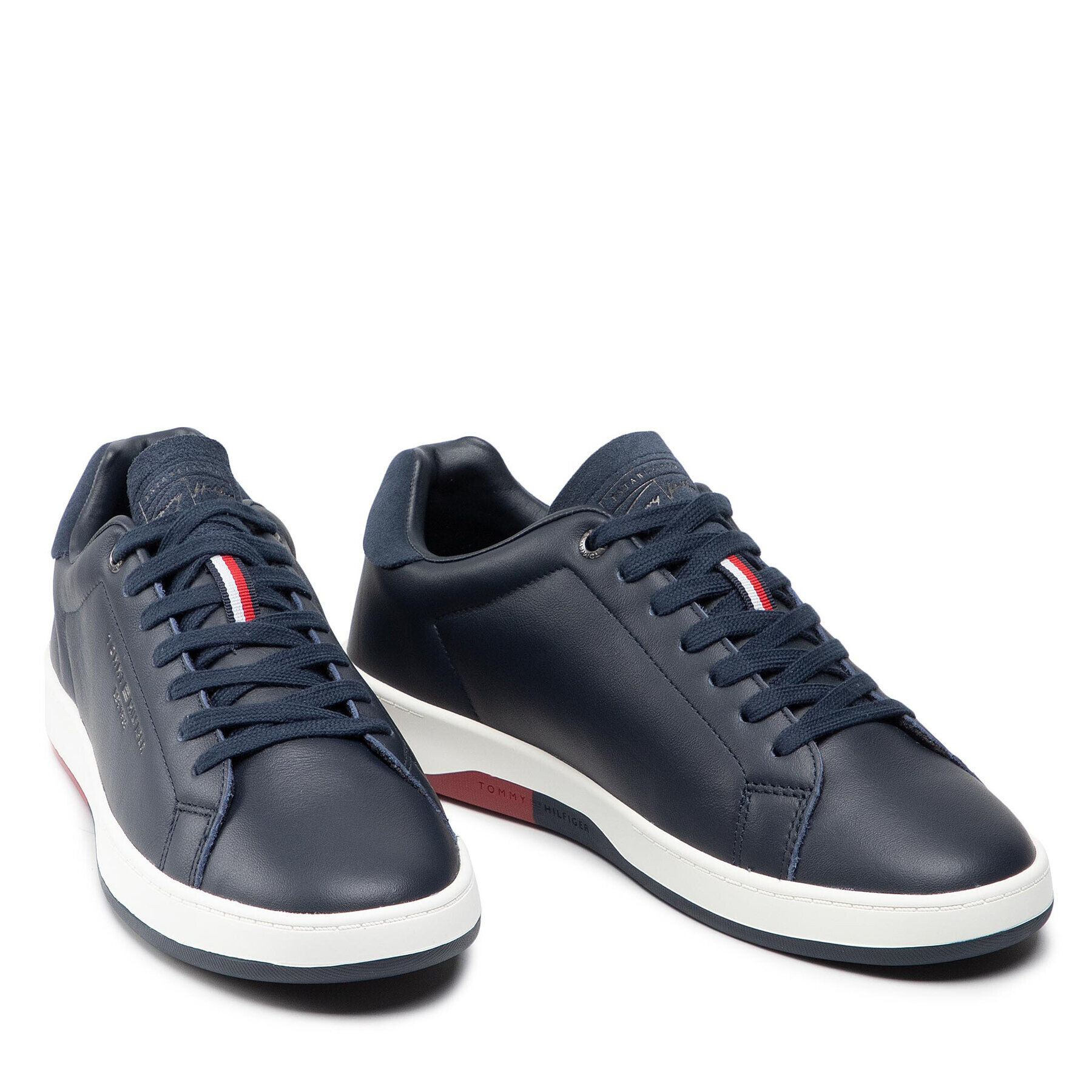 Tommy Hilfiger Сникърси Retro Tennis Cupsole Leather FM0FM03726 Тъмносин - Pepit.bg