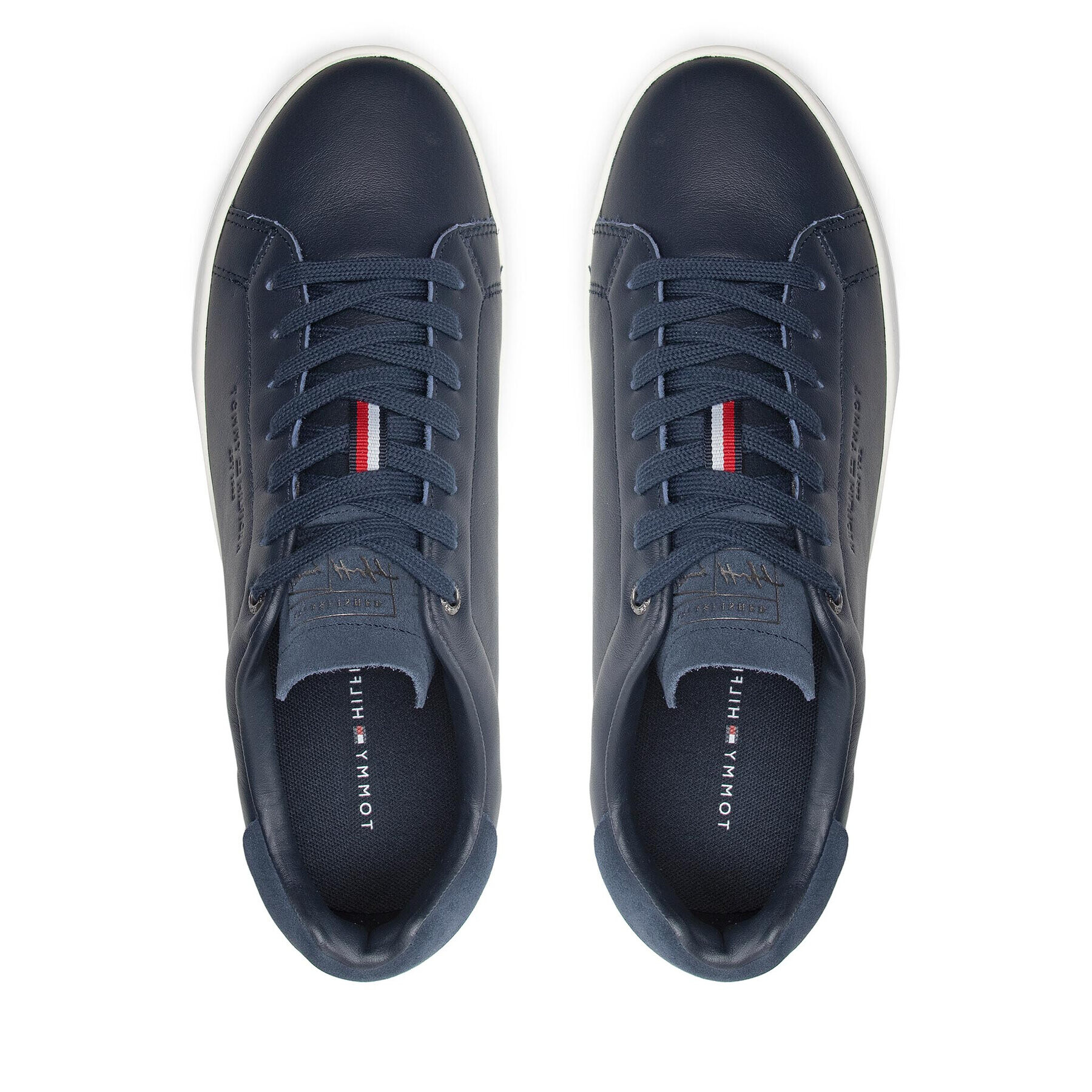 Tommy Hilfiger Сникърси Retro Tennis Cupsole Leather FM0FM03726 Тъмносин - Pepit.bg