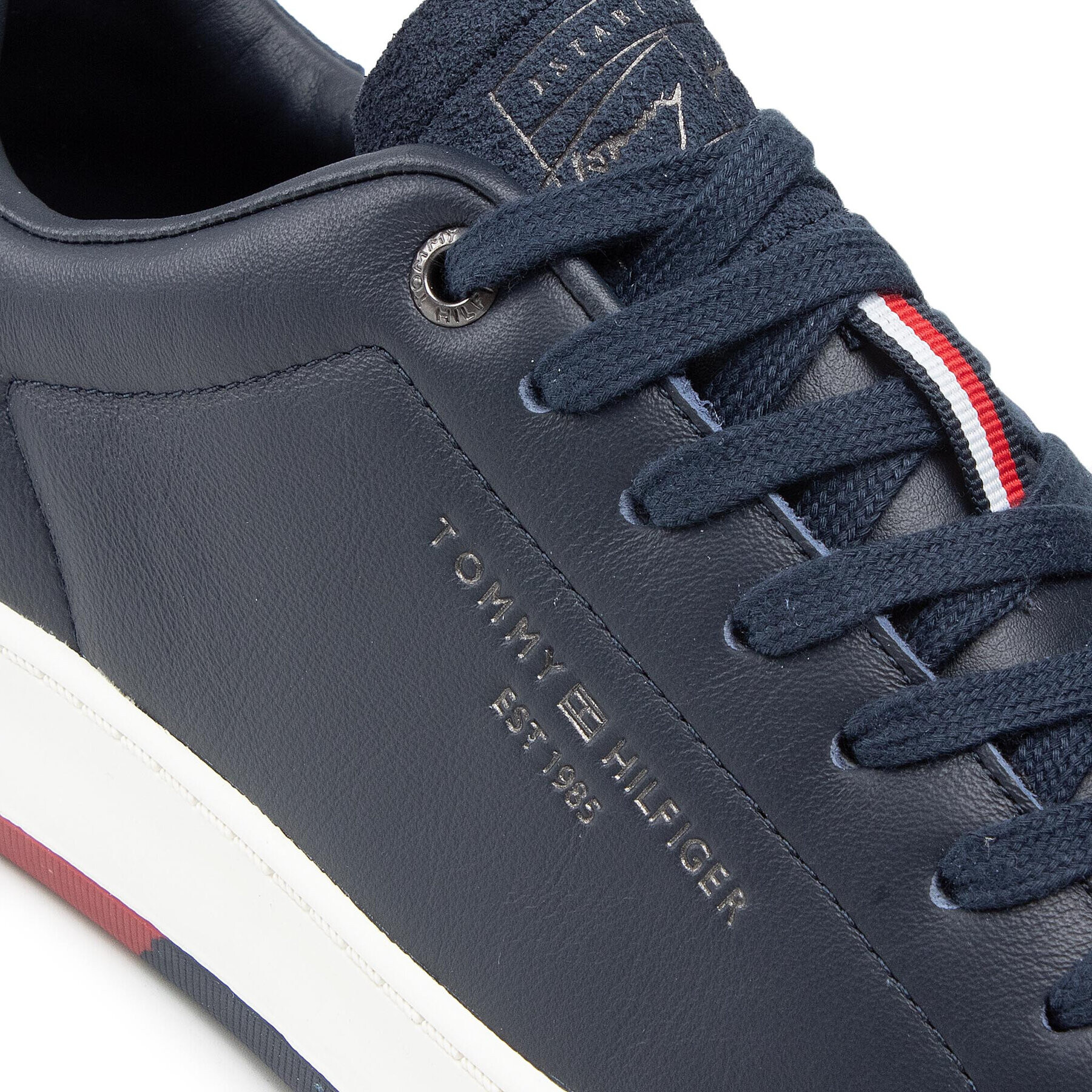 Tommy Hilfiger Сникърси Retro Tennis Cupsole Leather FM0FM03726 Тъмносин - Pepit.bg