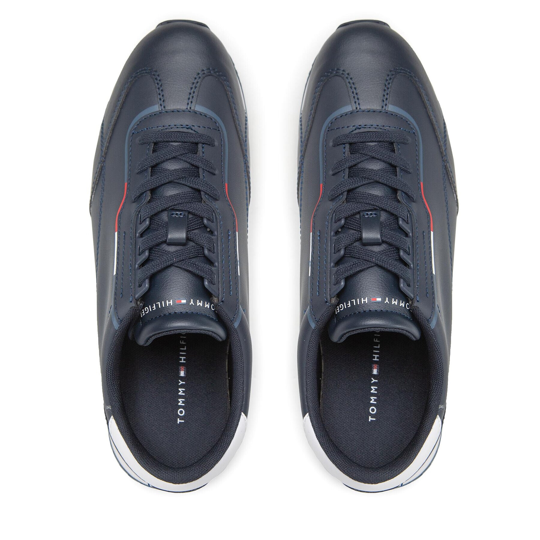 Tommy Hilfiger Сникърси Runner Lo Leather Detail FM0FM04256 Тъмносин - Pepit.bg