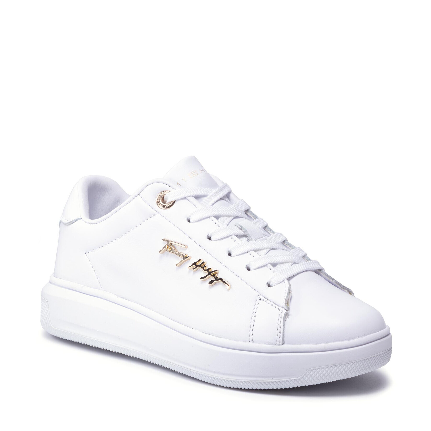 Tommy Hilfiger Сникърси Signature Leather Sneaker FW0FW05806 Бял - Pepit.bg