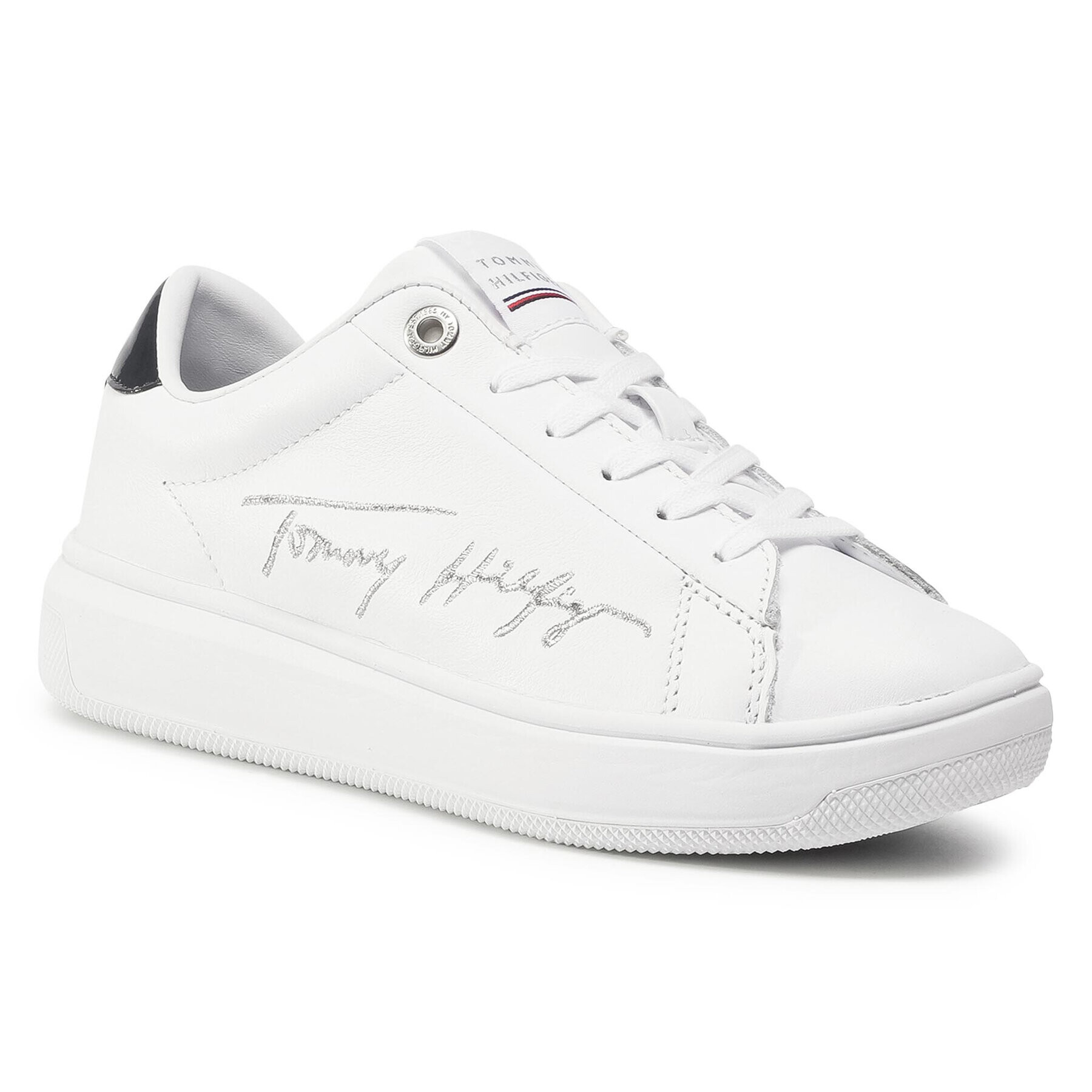 Tommy Hilfiger Сникърси Signature Tommy Leather Cupsole FW0FW05219 Бял - Pepit.bg