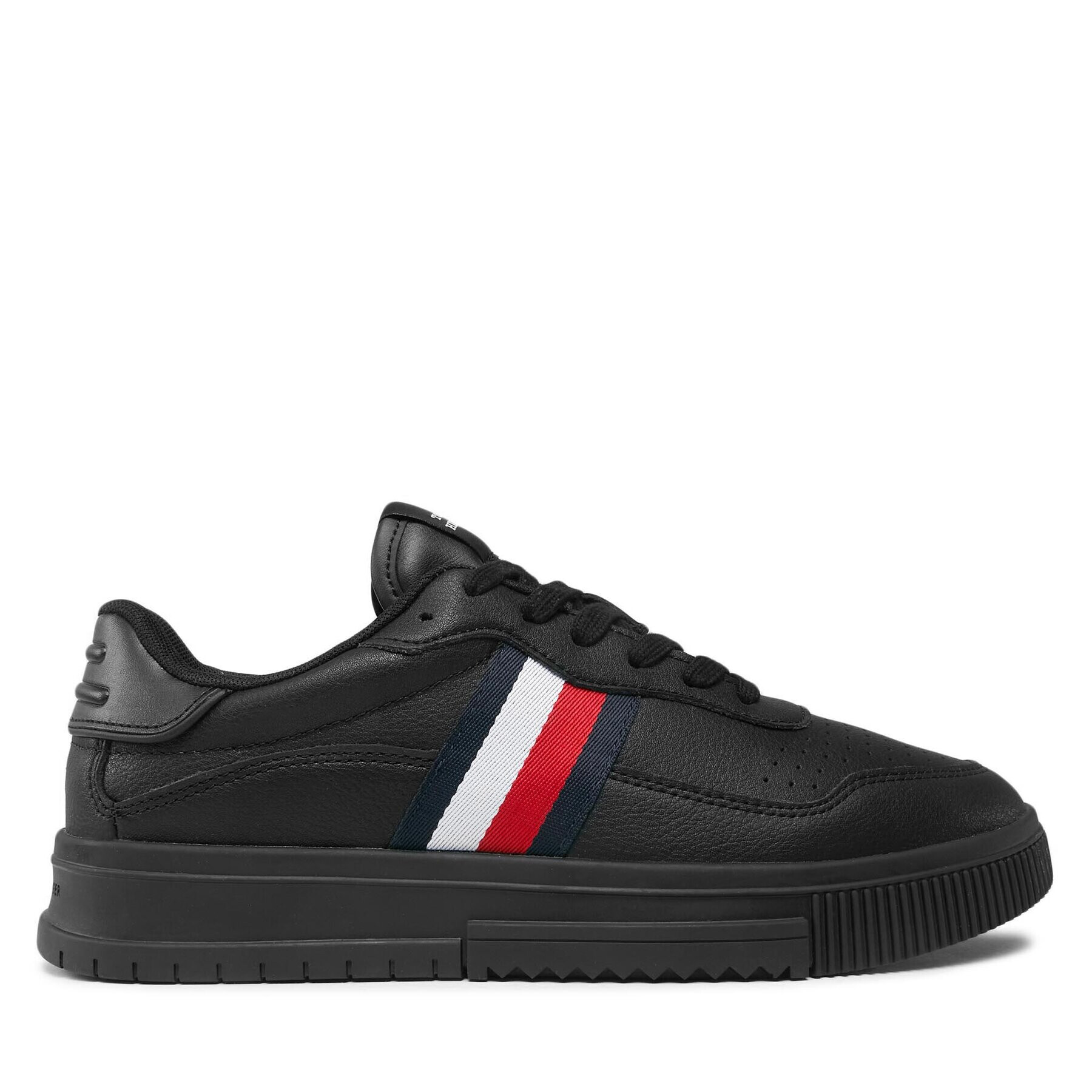 Tommy Hilfiger Сникърси Supercup Leather Stripes FM0FM04824 Черен - Pepit.bg